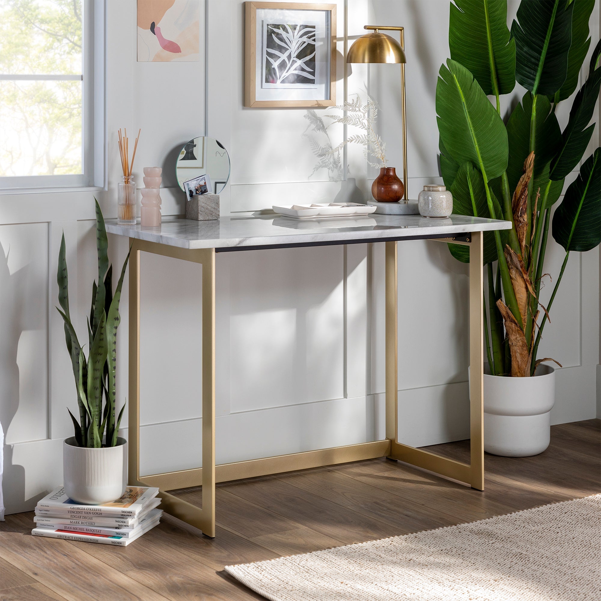 Faux Marble Console Table & Desk 42"