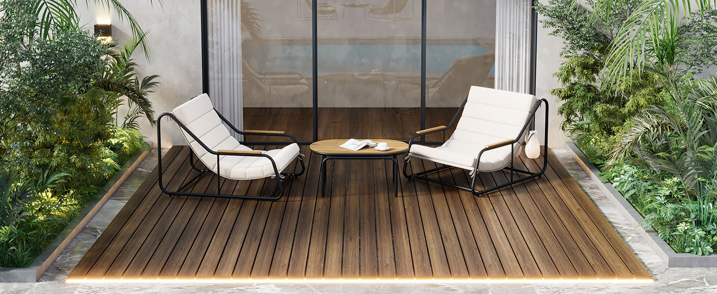 Walker Edison | Outdoor Chaise Lounge Chairs Set of 3