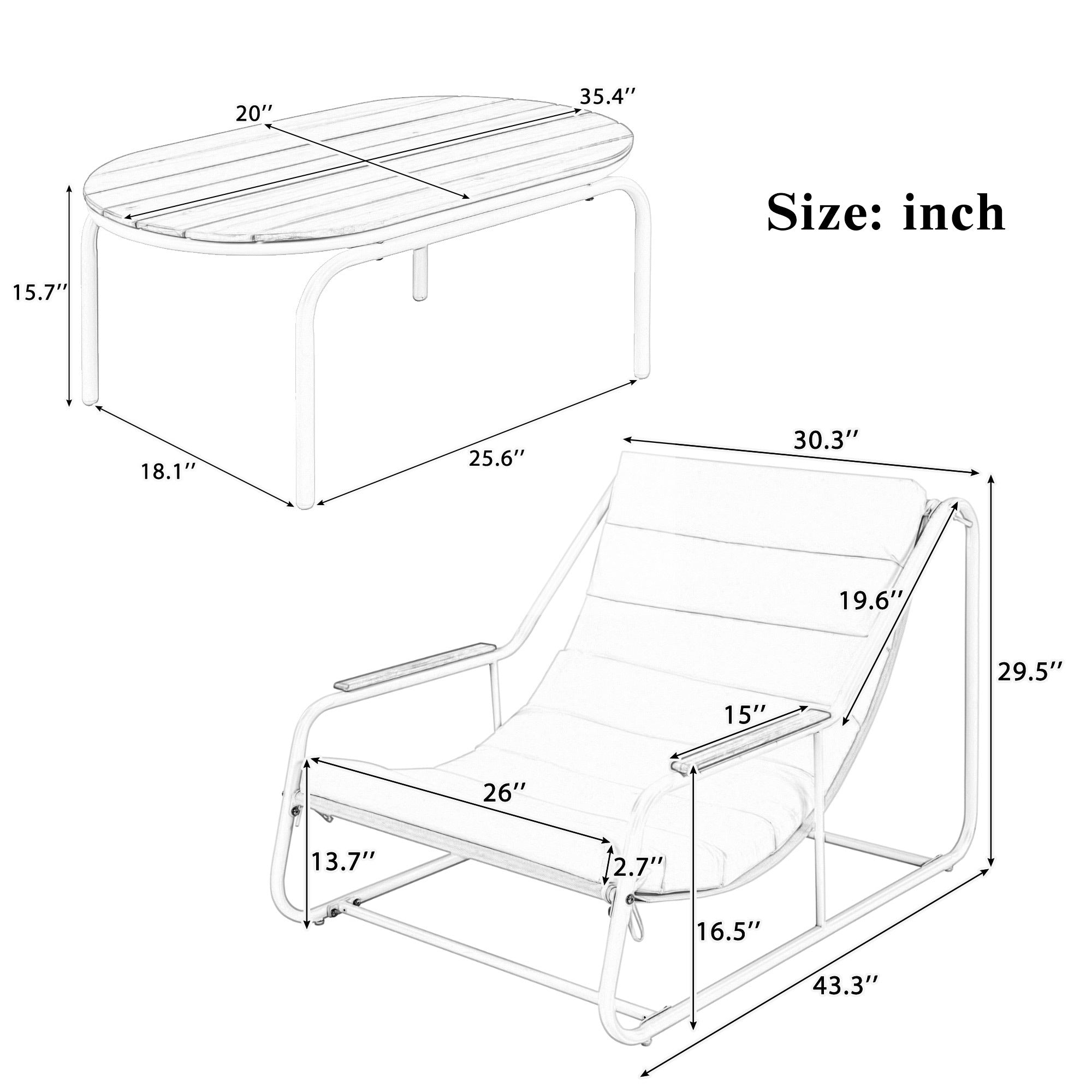 Walker Edison | Outdoor Chaise Lounge Chairs Set of 3