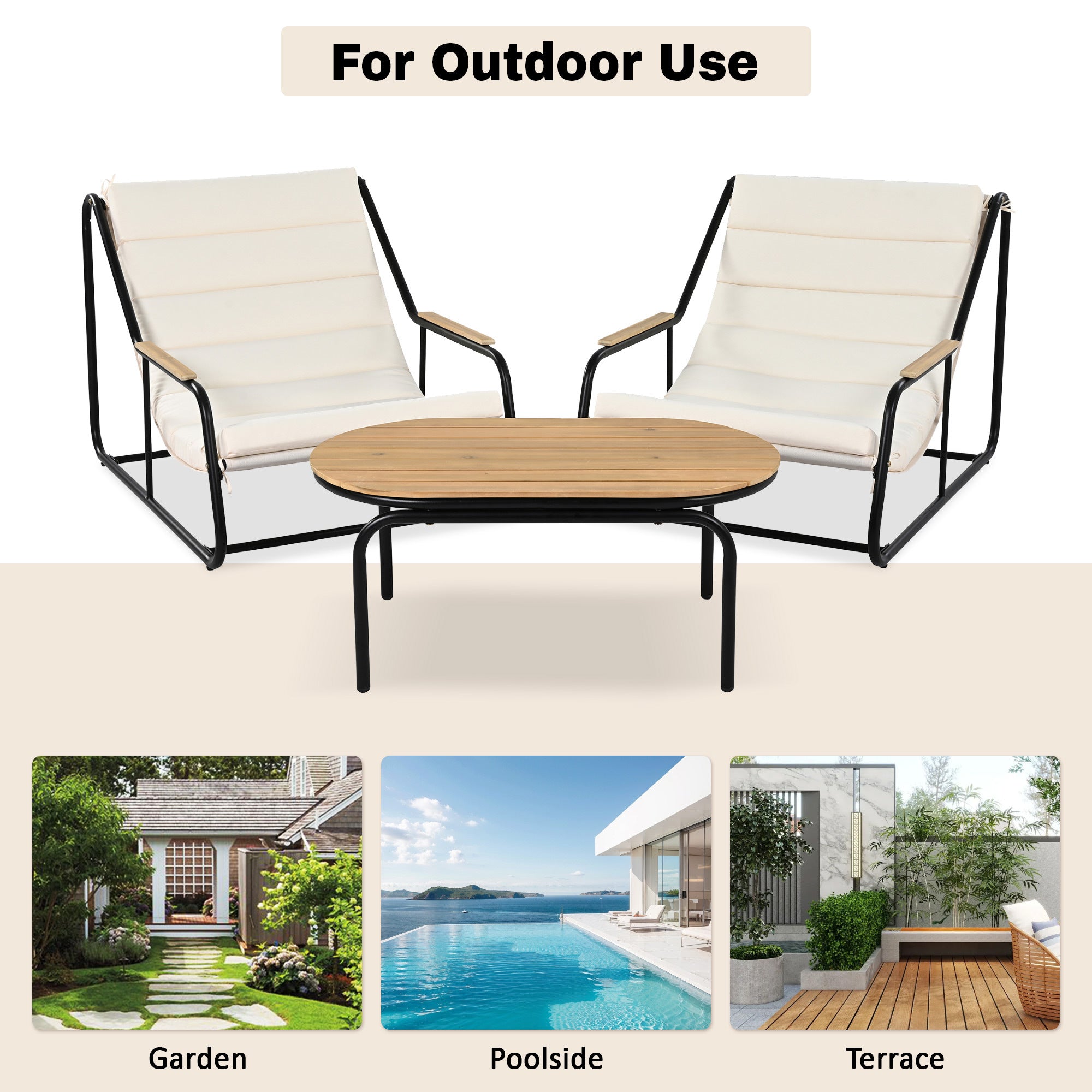Walker Edison | Outdoor Chaise Lounge Chairs Set of 3