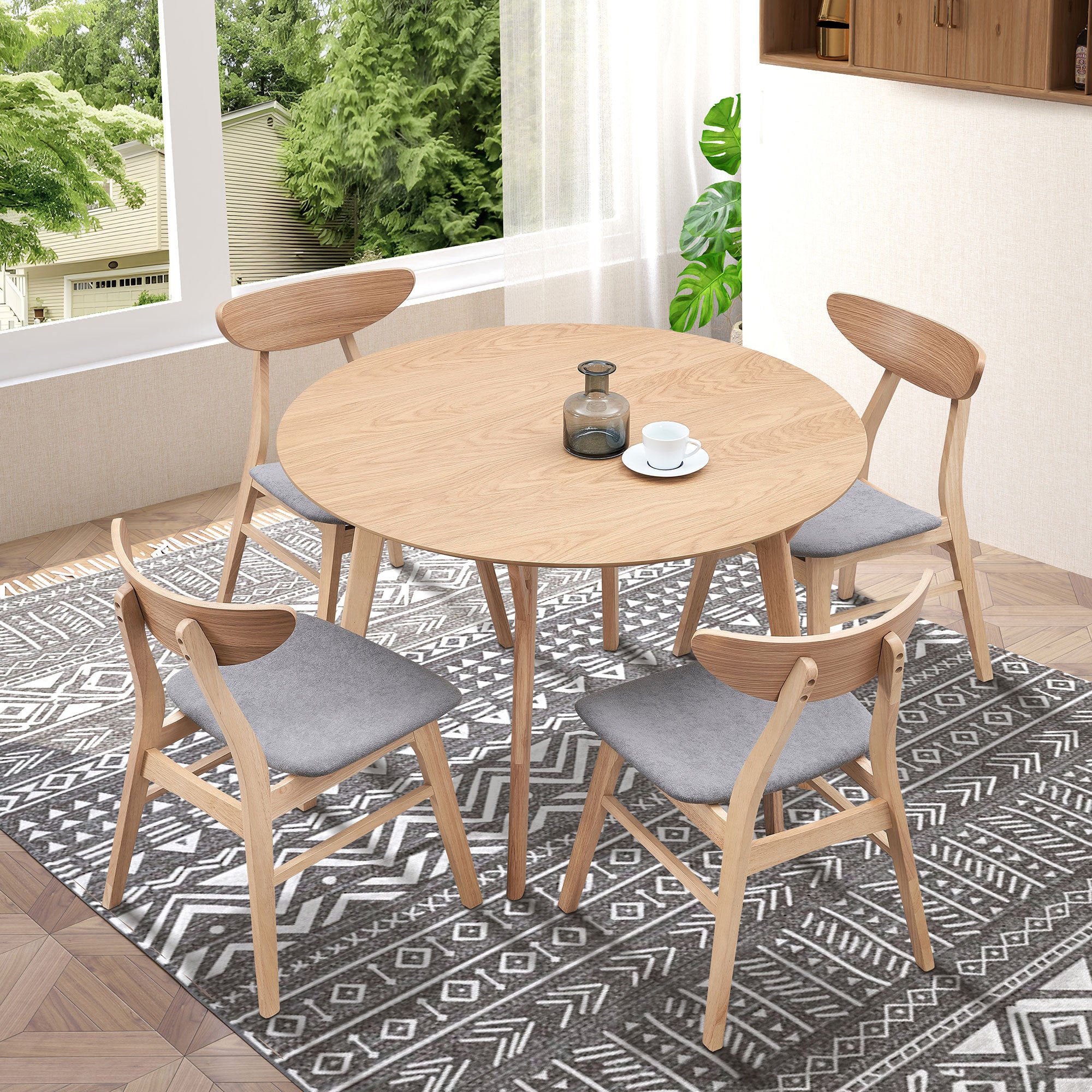 Walker Edison | Modern Simple Wooden Dining Table Set