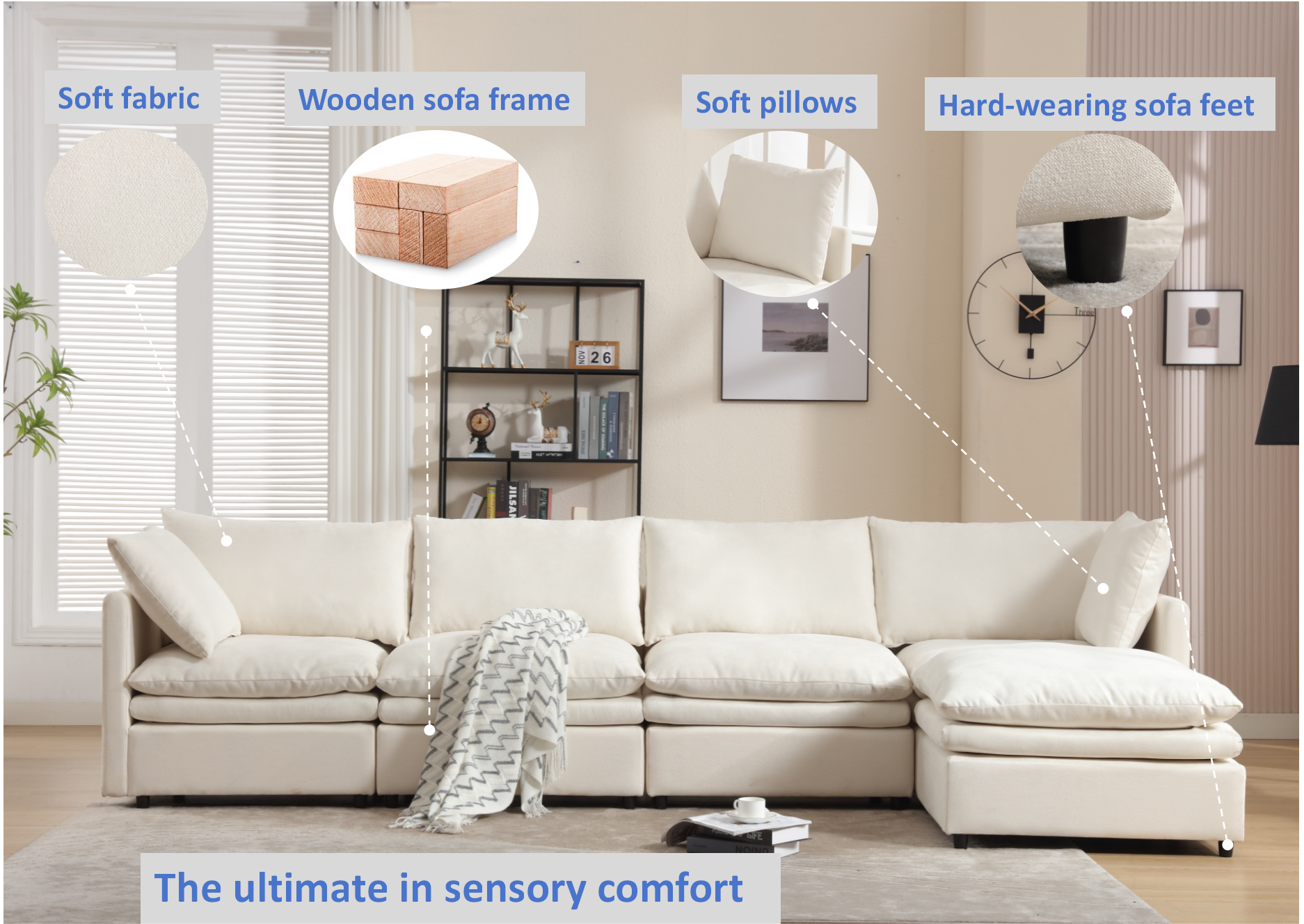 Walker Edison | Modern Cloud U-shaped Sectional Sofa