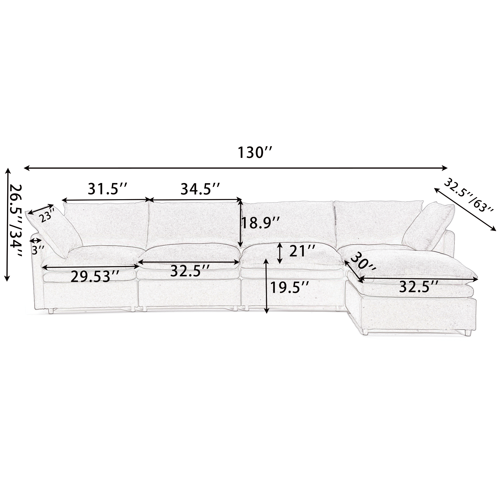 Walker Edison | Modern Cloud U-shaped Sectional Sofa