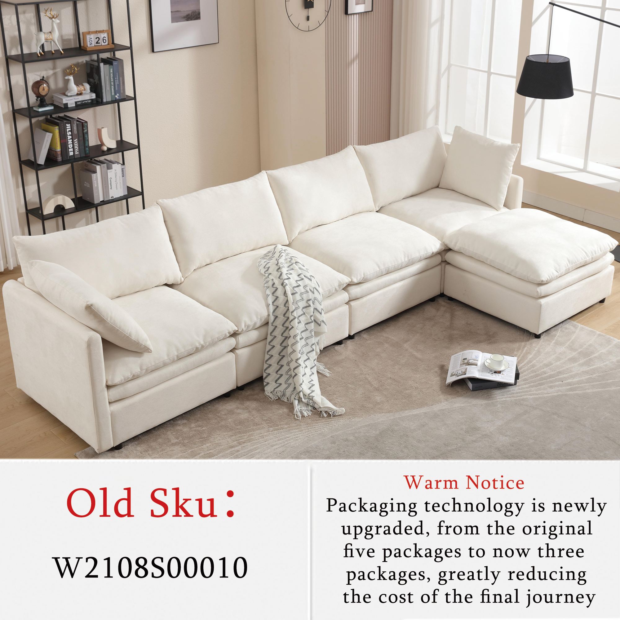 Walker Edison | Modern Cloud U-shaped Sectional Sofa