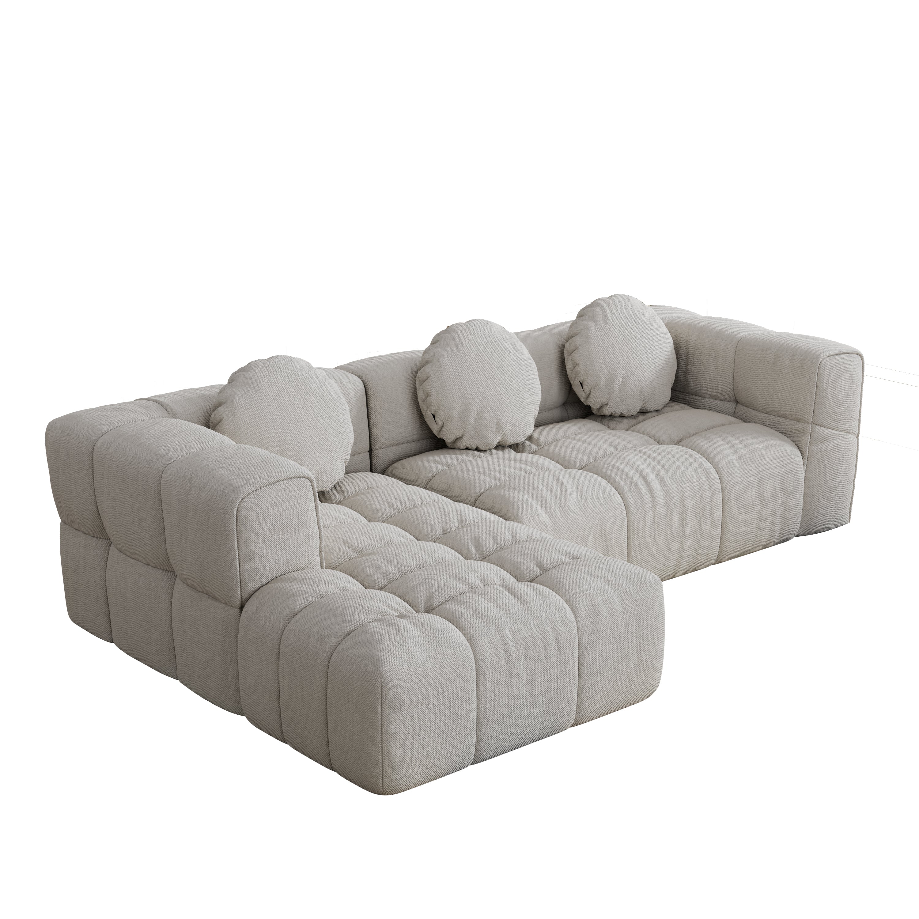 Walker Edison | Modular Minimalist Tufted Sectional Sofa Set with 3 pillows