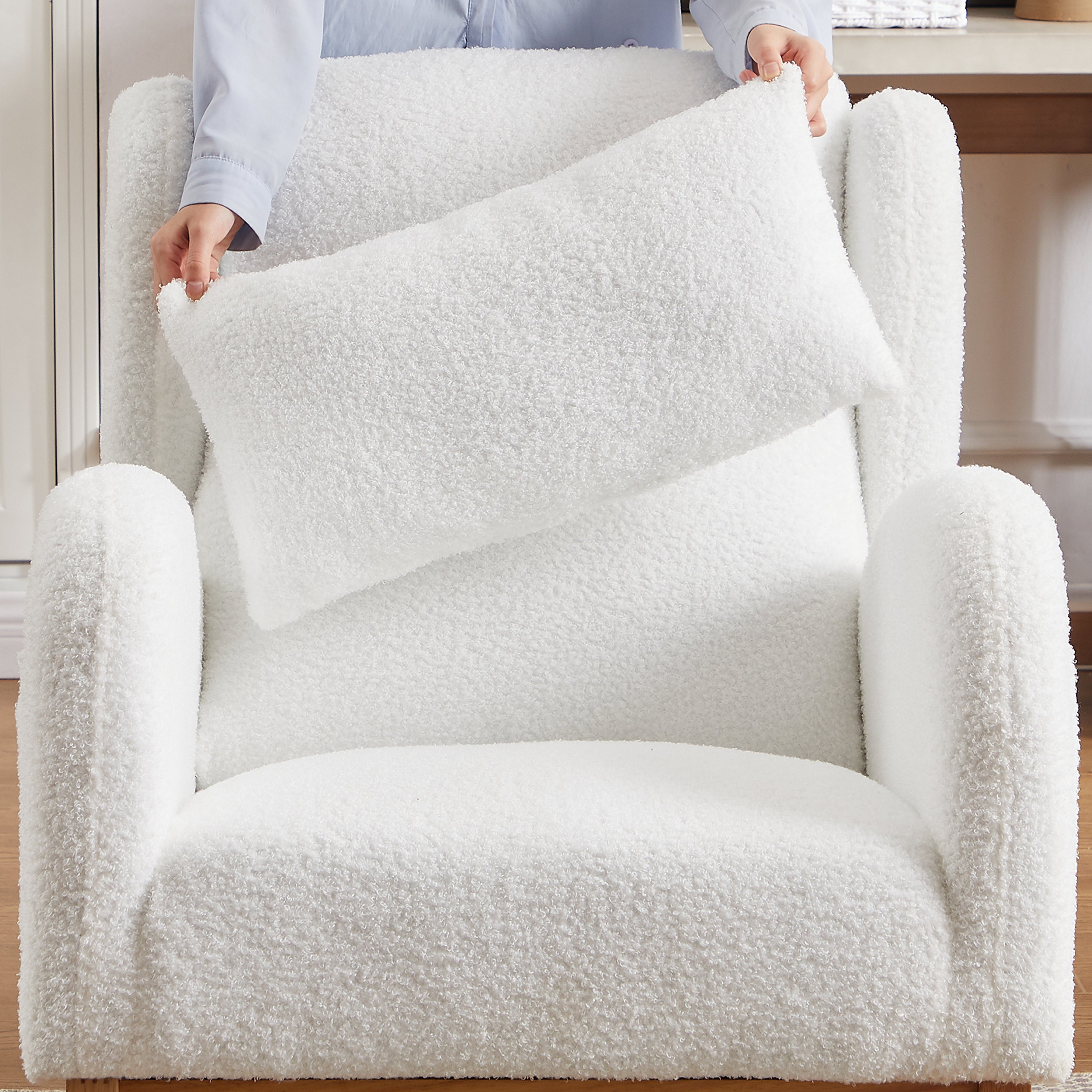Walker Edison | Modern Boucle Lounge Arm Rocking Chair