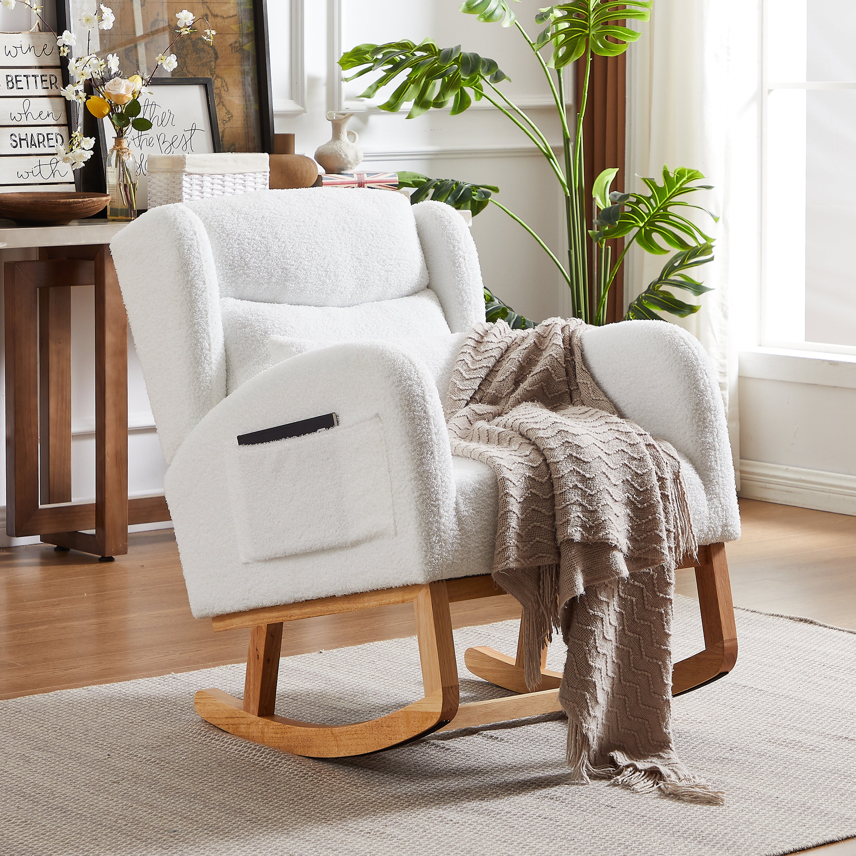 Walker Edison | Modern Boucle Lounge Arm Rocking Chair