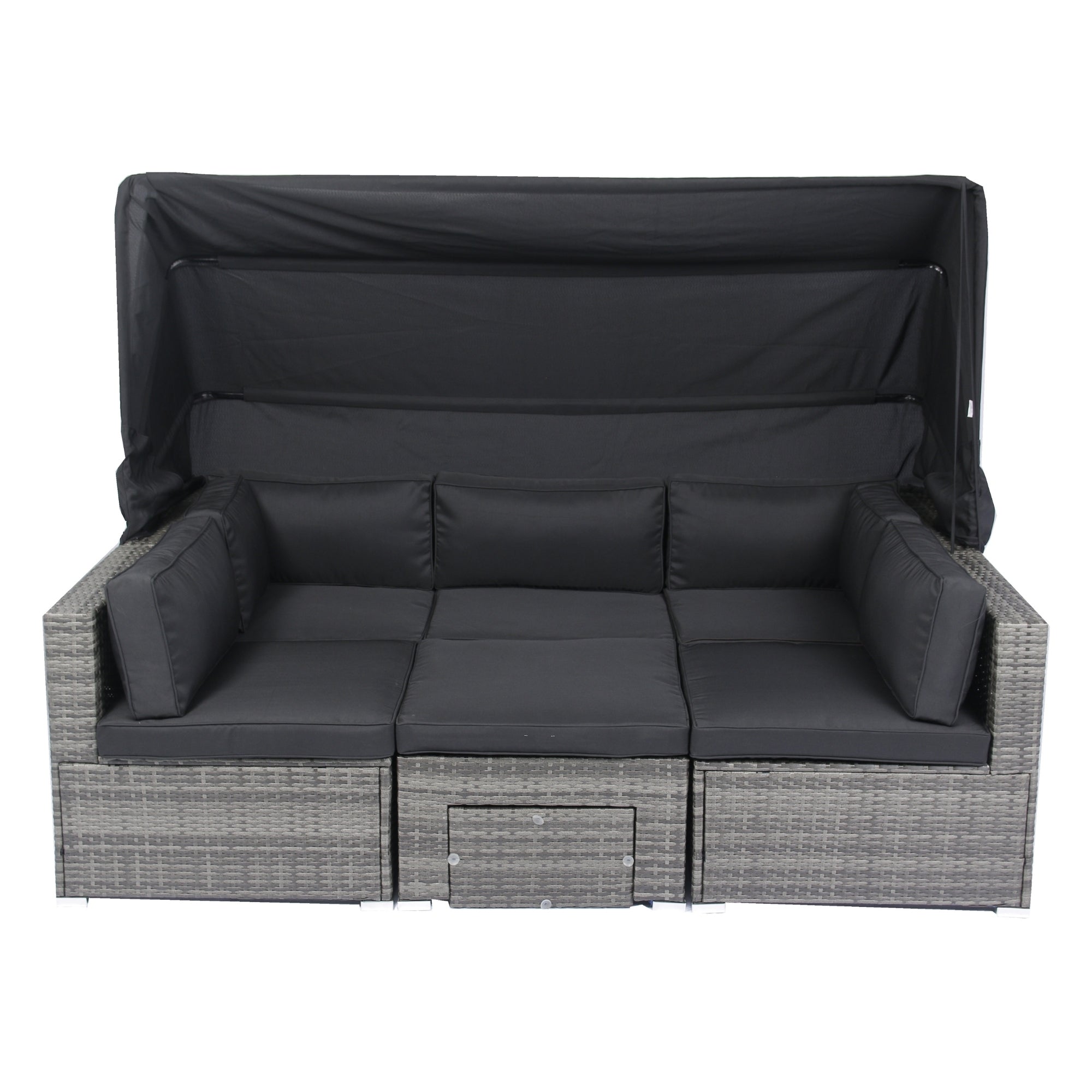 Walker Edison | 7-Piece Outdoor Patio Canopy Wicker Rattan Sectional Sofa Set