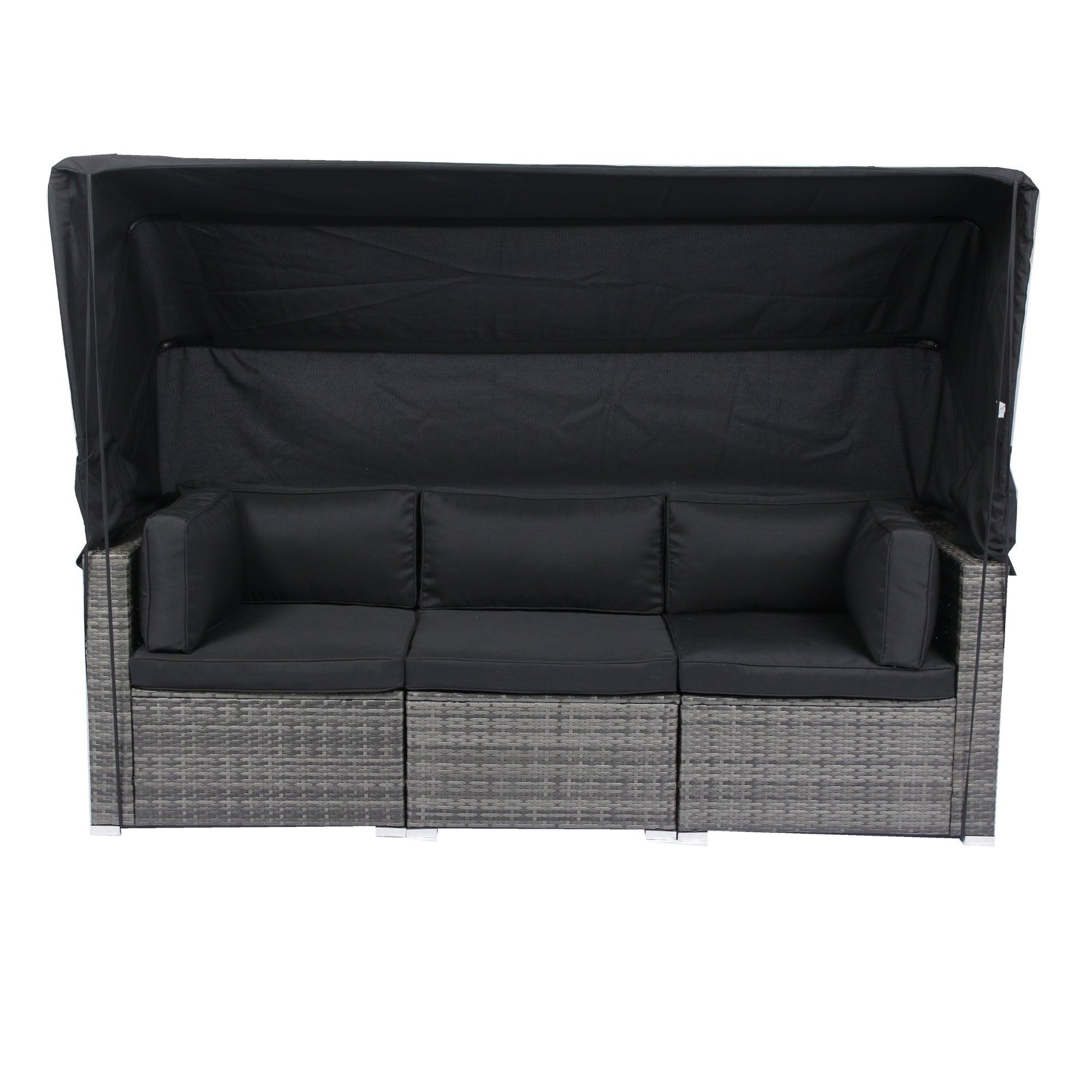 Walker Edison | 7-Piece Outdoor Patio Canopy Wicker Rattan Sectional Sofa Set
