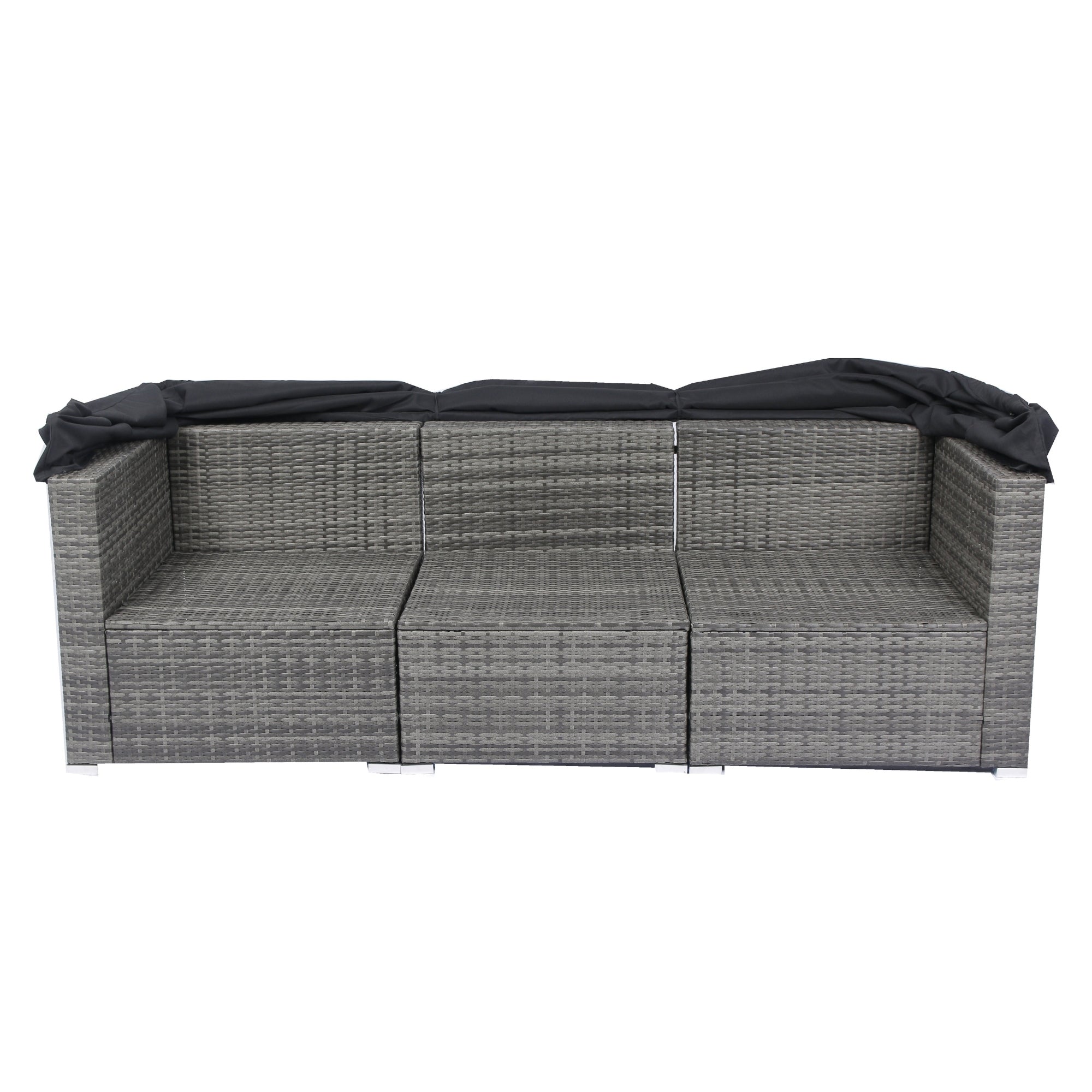 Walker Edison | 7-Piece Outdoor Patio Canopy Wicker Rattan Sectional Sofa Set