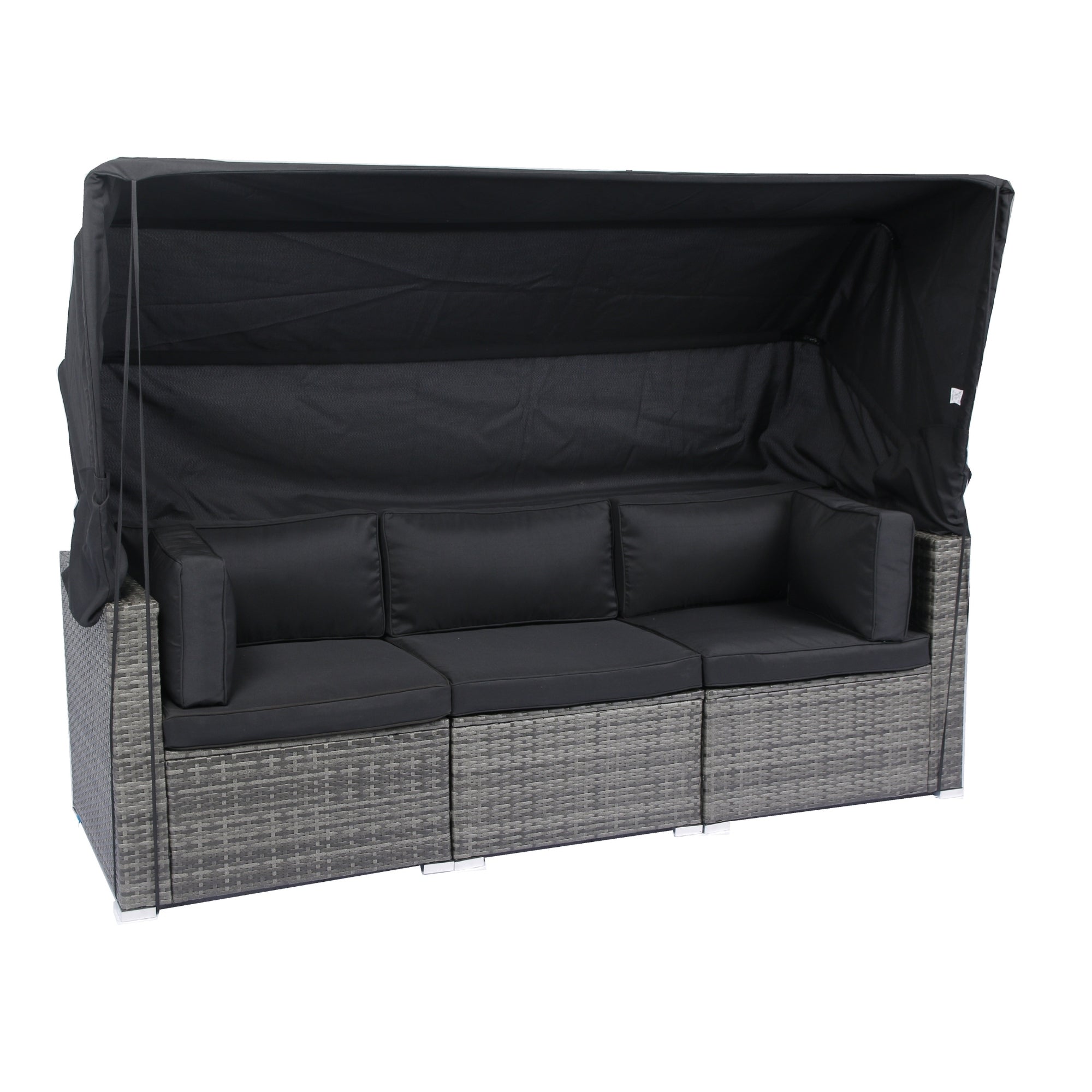Walker Edison | 7-Piece Outdoor Patio Canopy Wicker Rattan Sectional Sofa Set