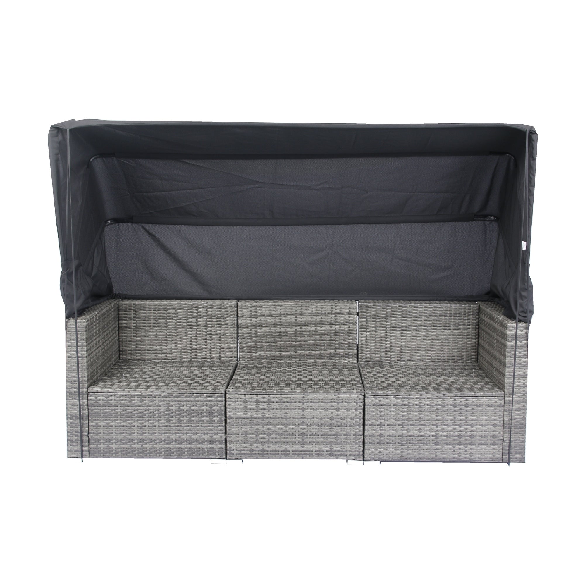 Walker Edison | 7-Piece Outdoor Patio Canopy Wicker Rattan Sectional Sofa Set