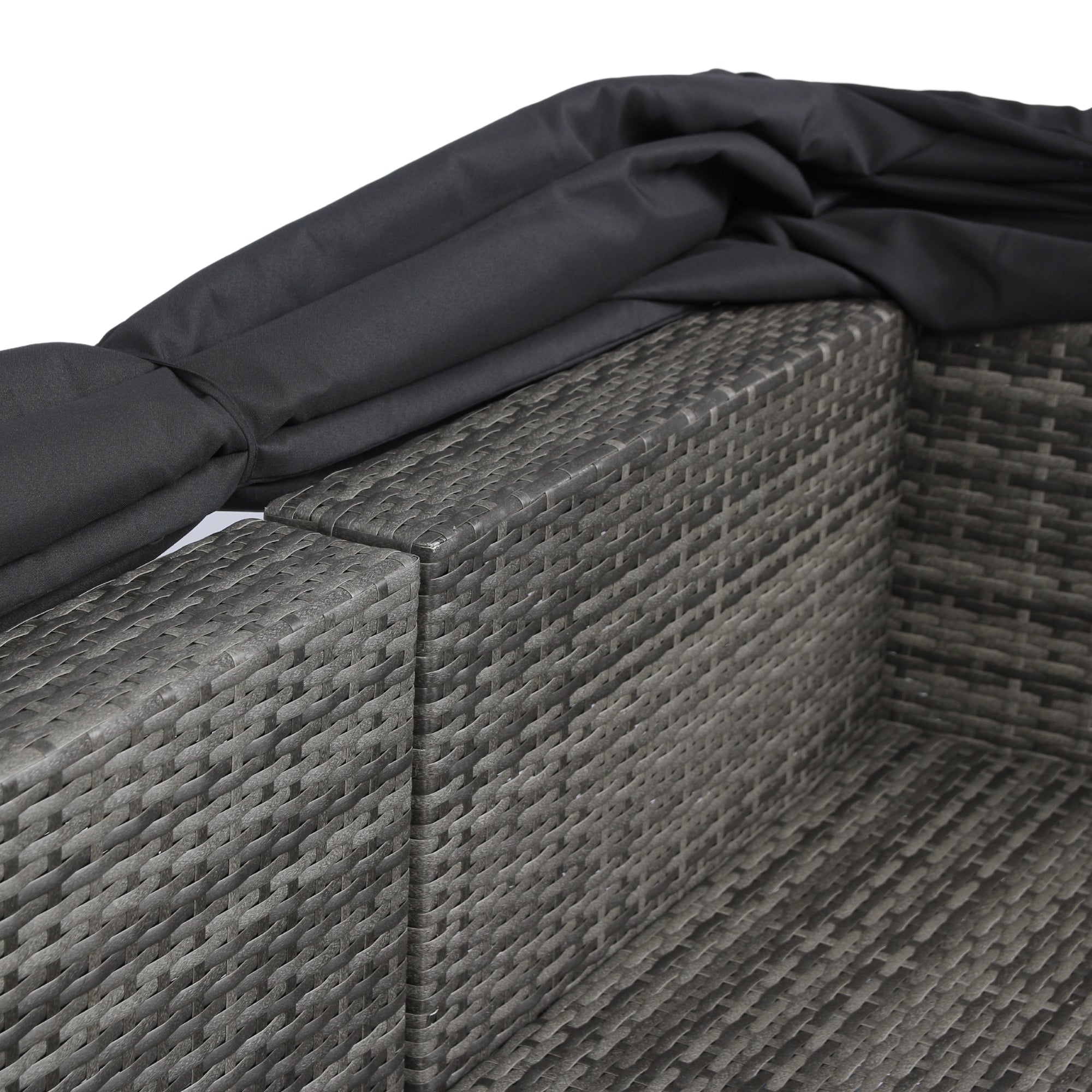 Walker Edison | 7-Piece Outdoor Patio Canopy Wicker Rattan Sectional Sofa Set