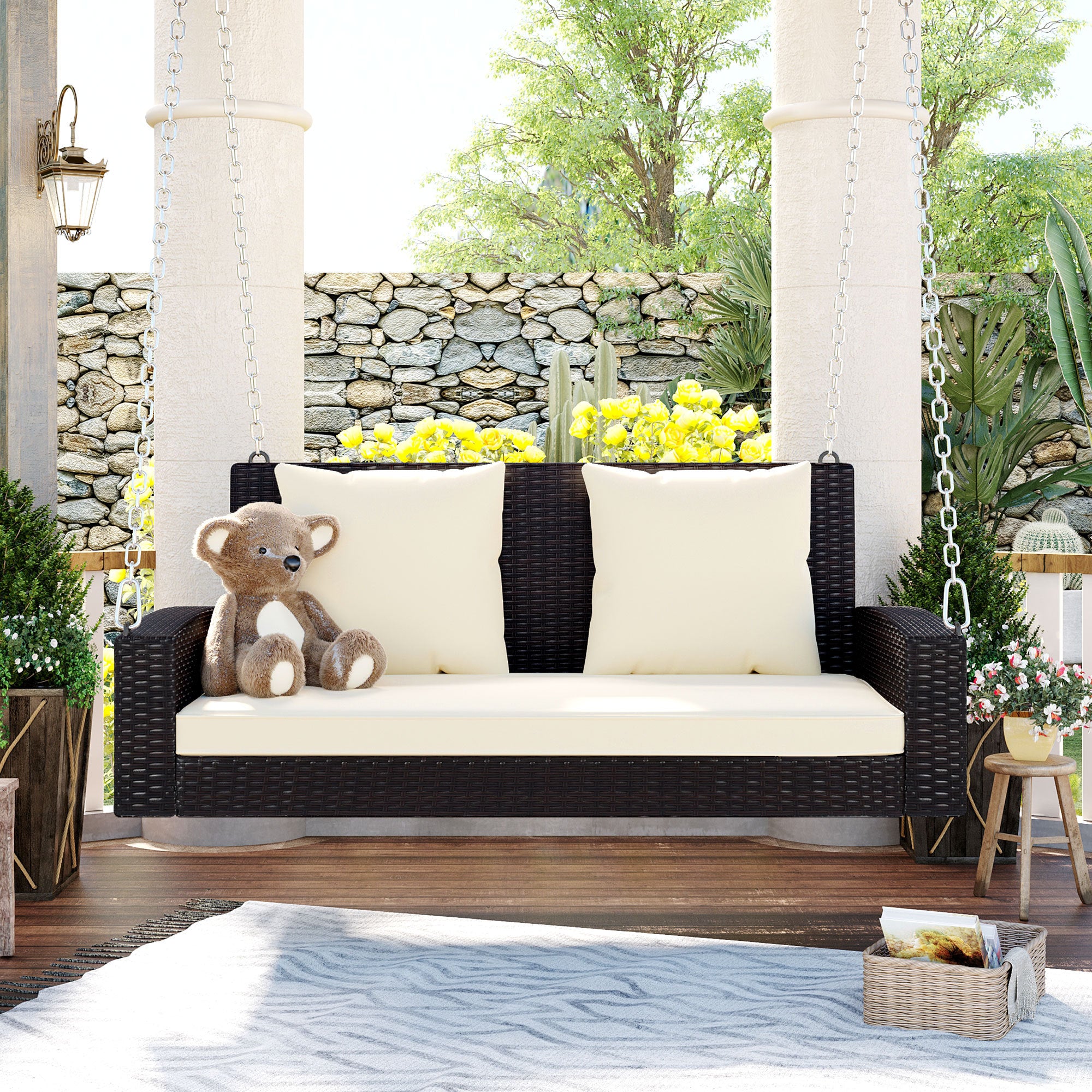Walker Edison | Wicker Hanging Porch Swing