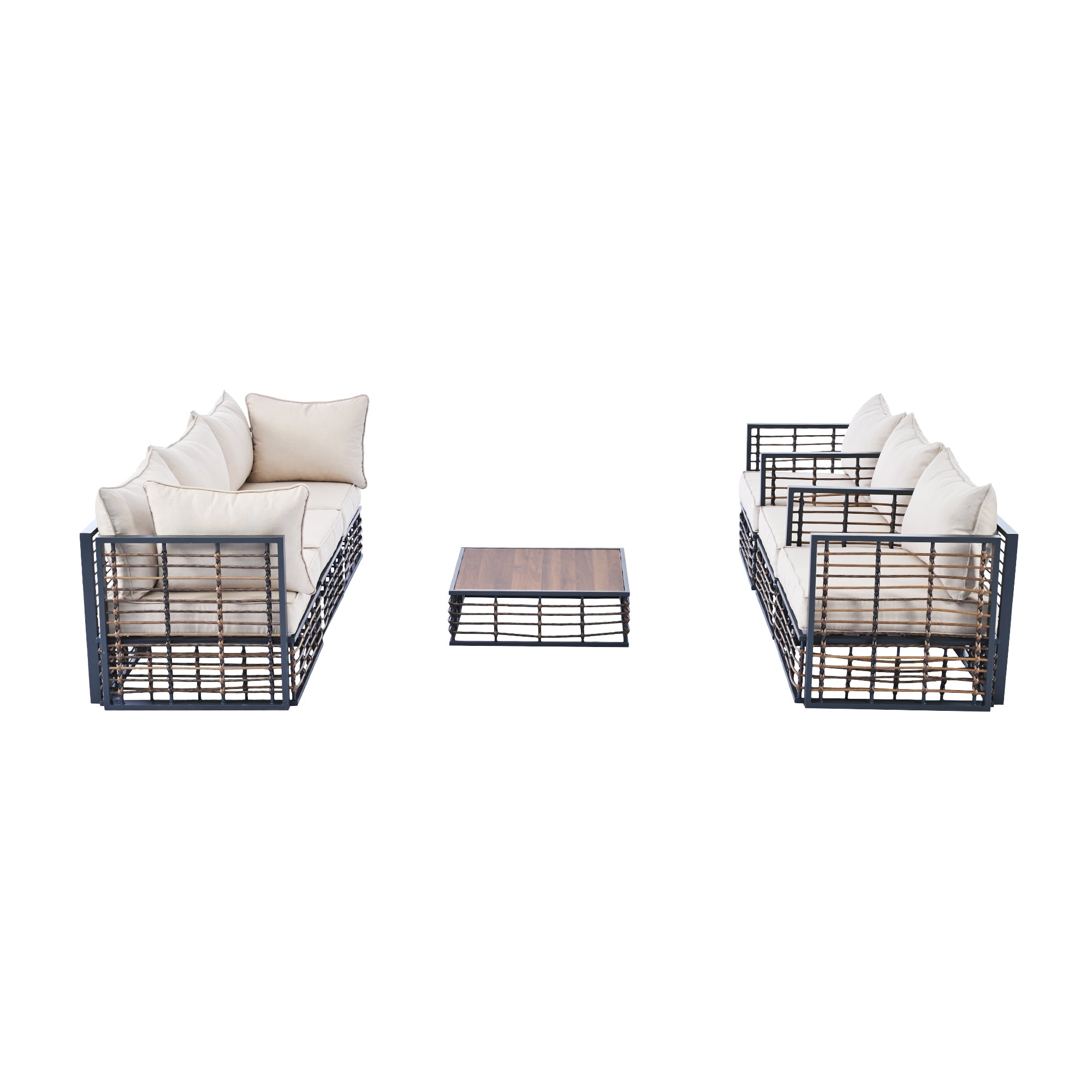 Walker Edison | Modern Minimalist 7-Piece Metal Outdoor Patio Sectional Sofa Set