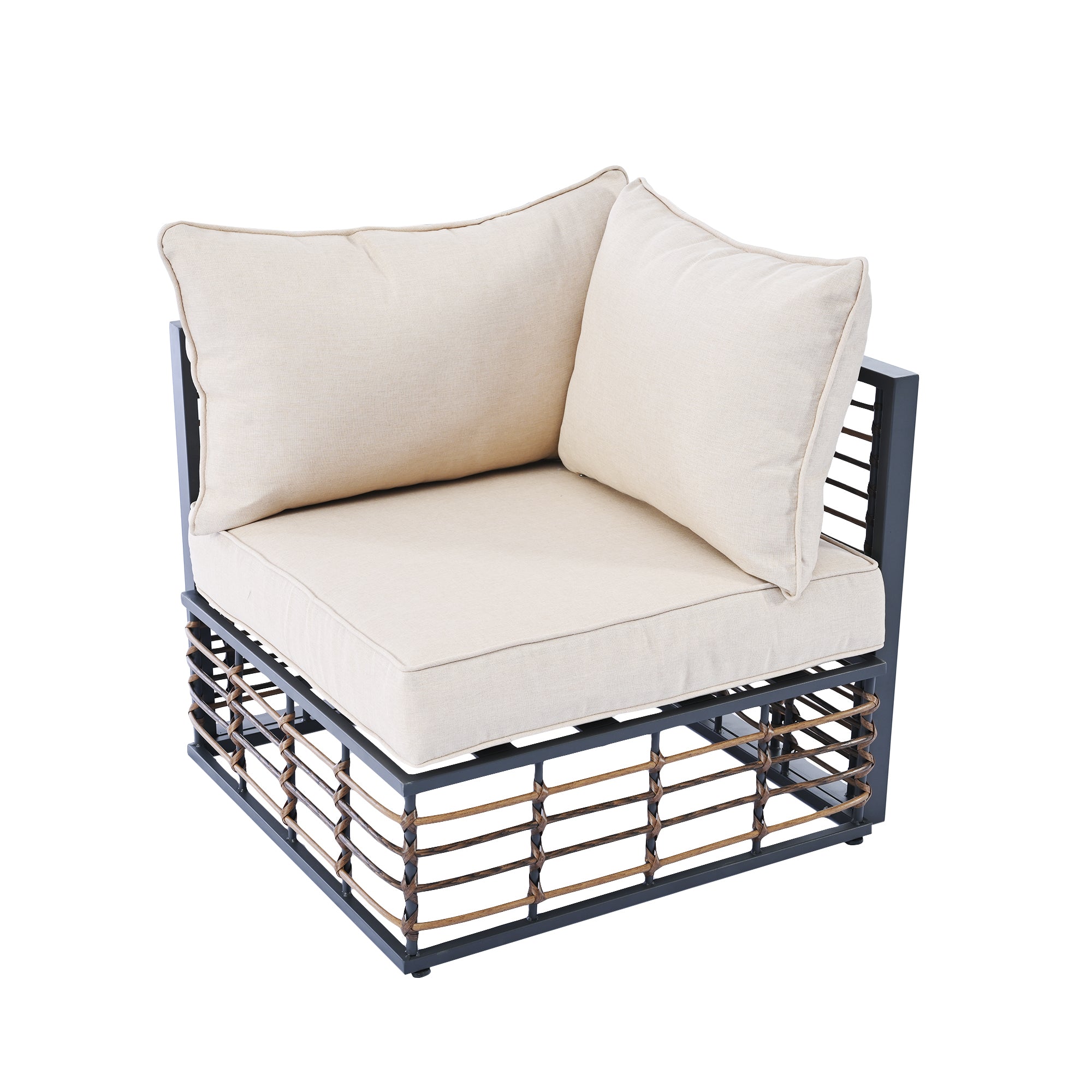 Walker Edison | Modern Minimalist 7-Piece Metal Outdoor Patio Sectional Sofa Set