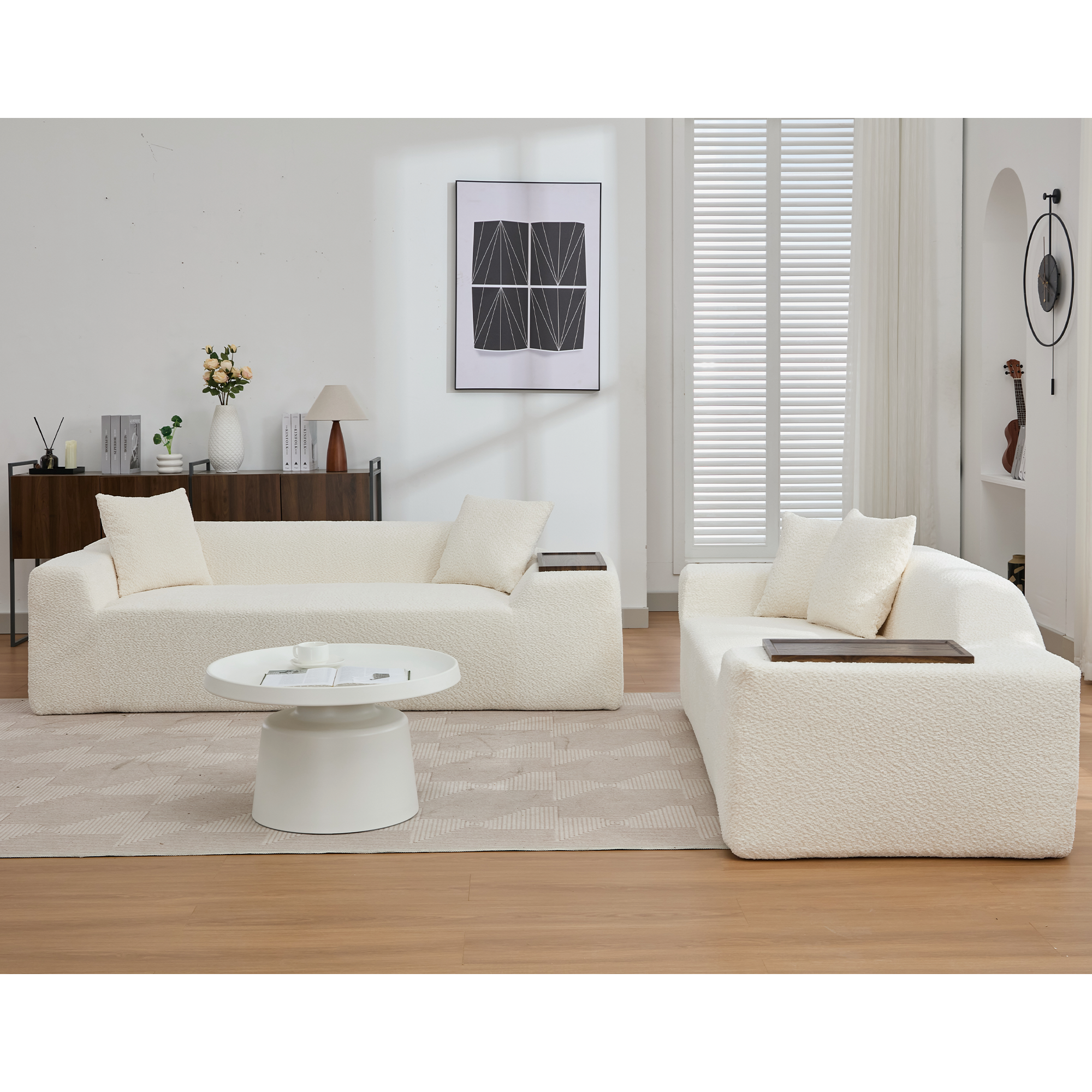 Walker Edison | Boucle Cloud Sofa Set