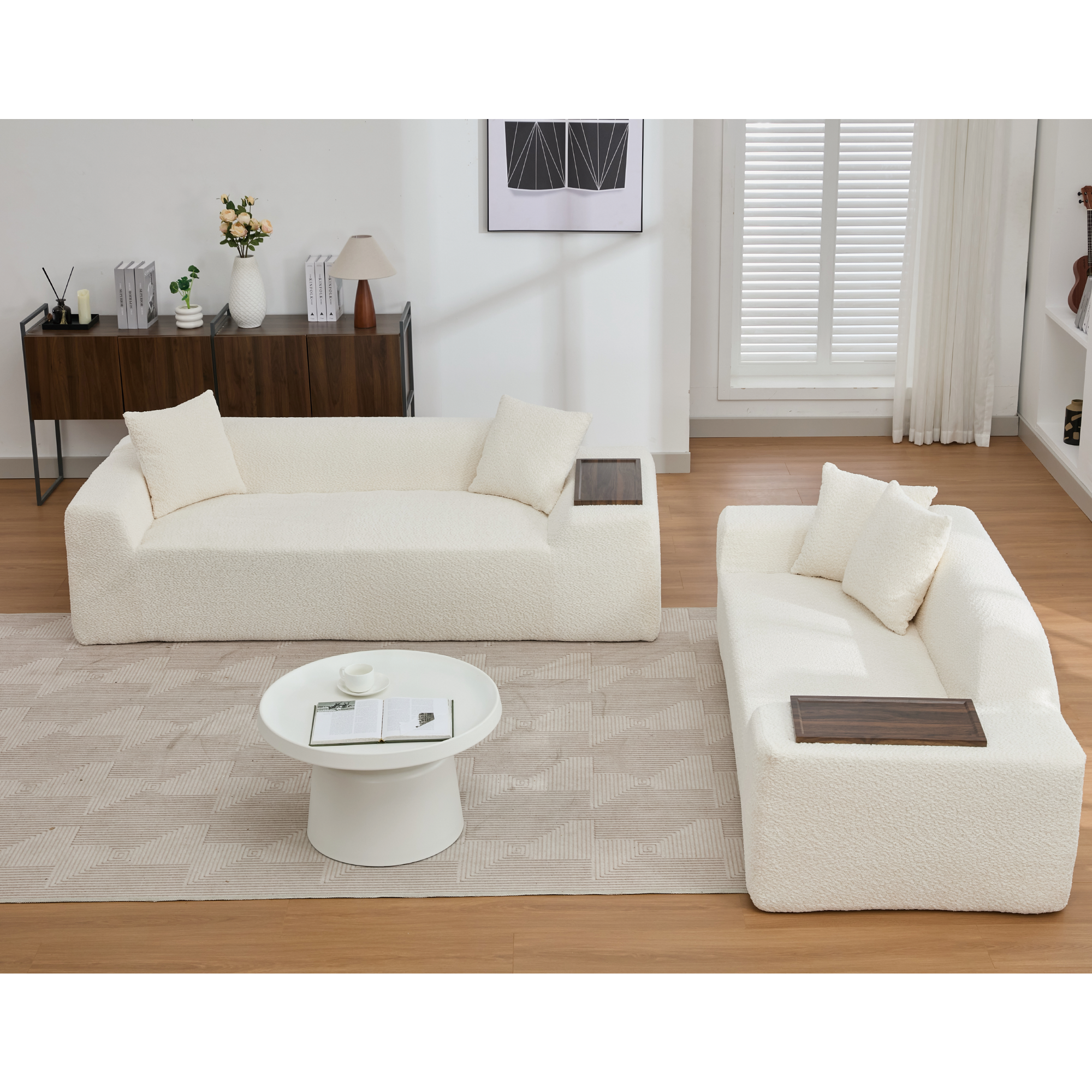 Walker Edison | Boucle Cloud Sofa Set