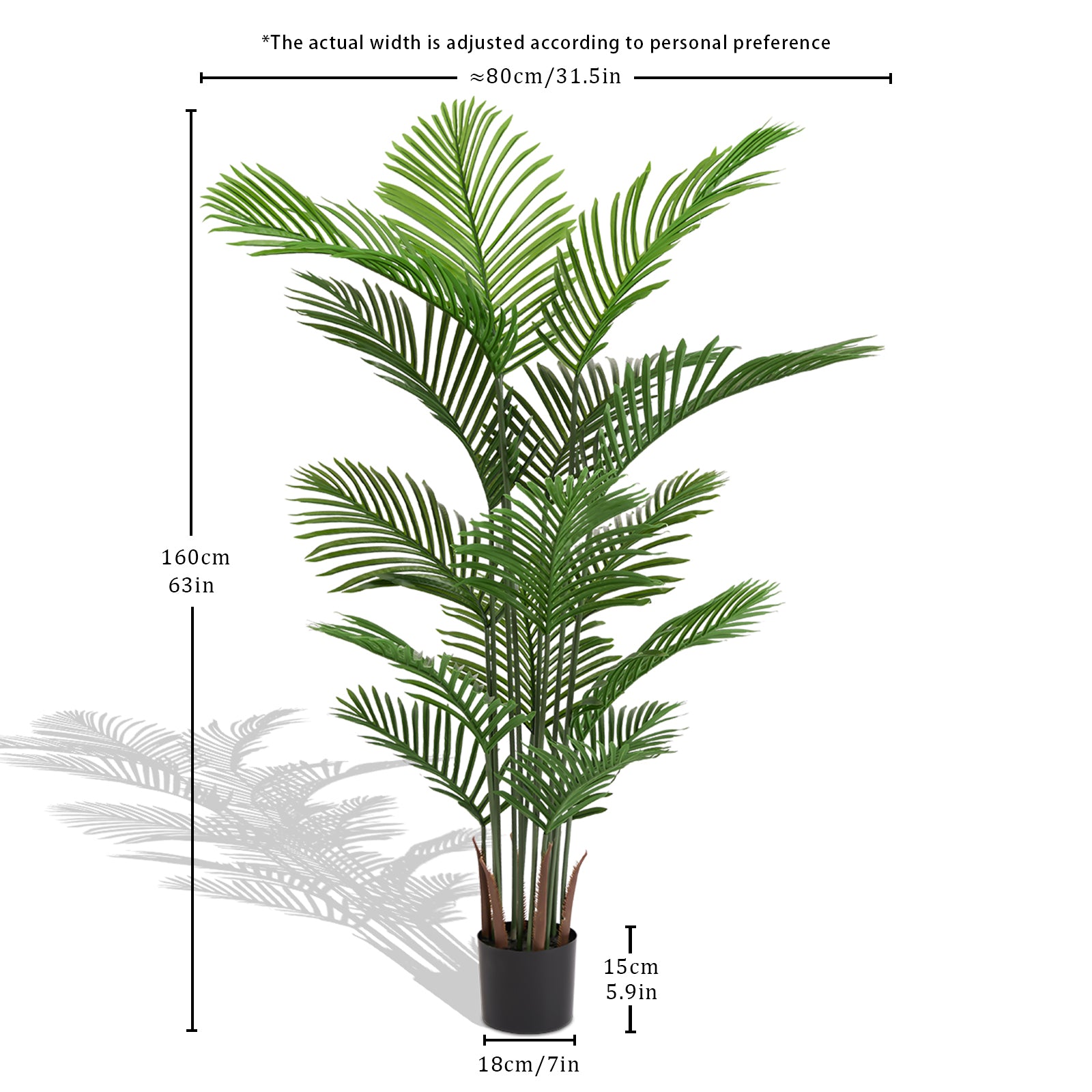 Walker Edison | Simulate Green Plastic 15-Leaf Flower Boxes for Indoor and Outdoor Decor