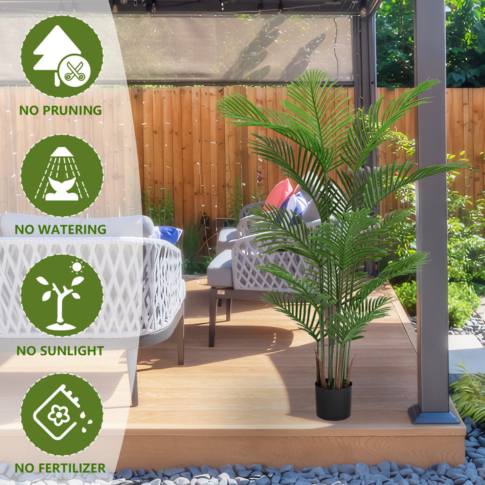 Walker Edison | Simulate Green Plastic 15-Leaf Flower Boxes for Indoor and Outdoor Decor