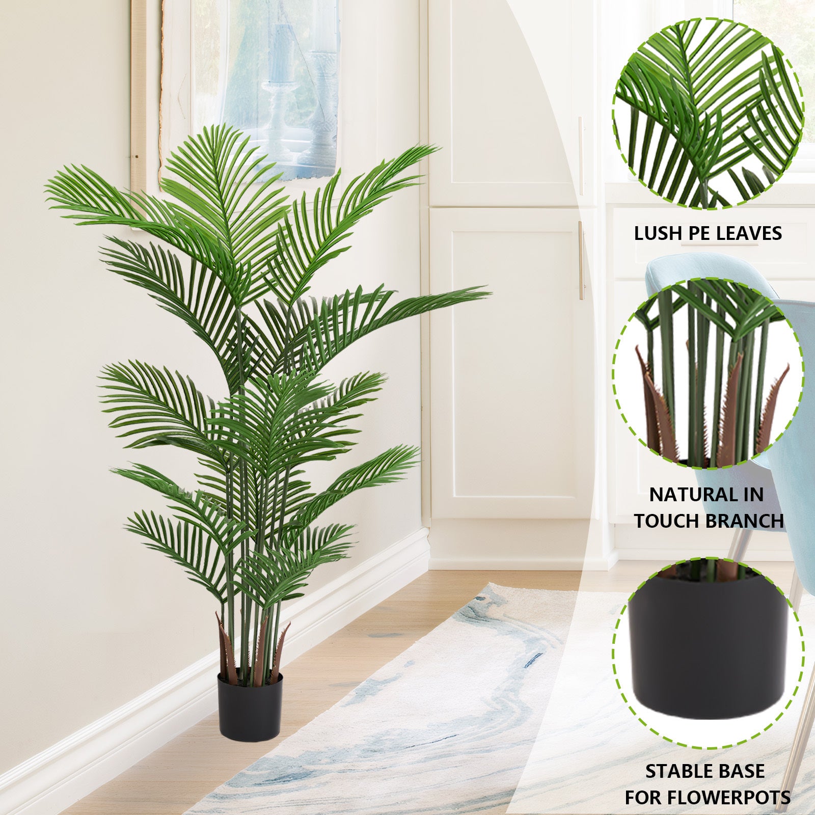 Walker Edison | Simulate Green Plastic 15-Leaf Flower Boxes for Indoor and Outdoor Decor