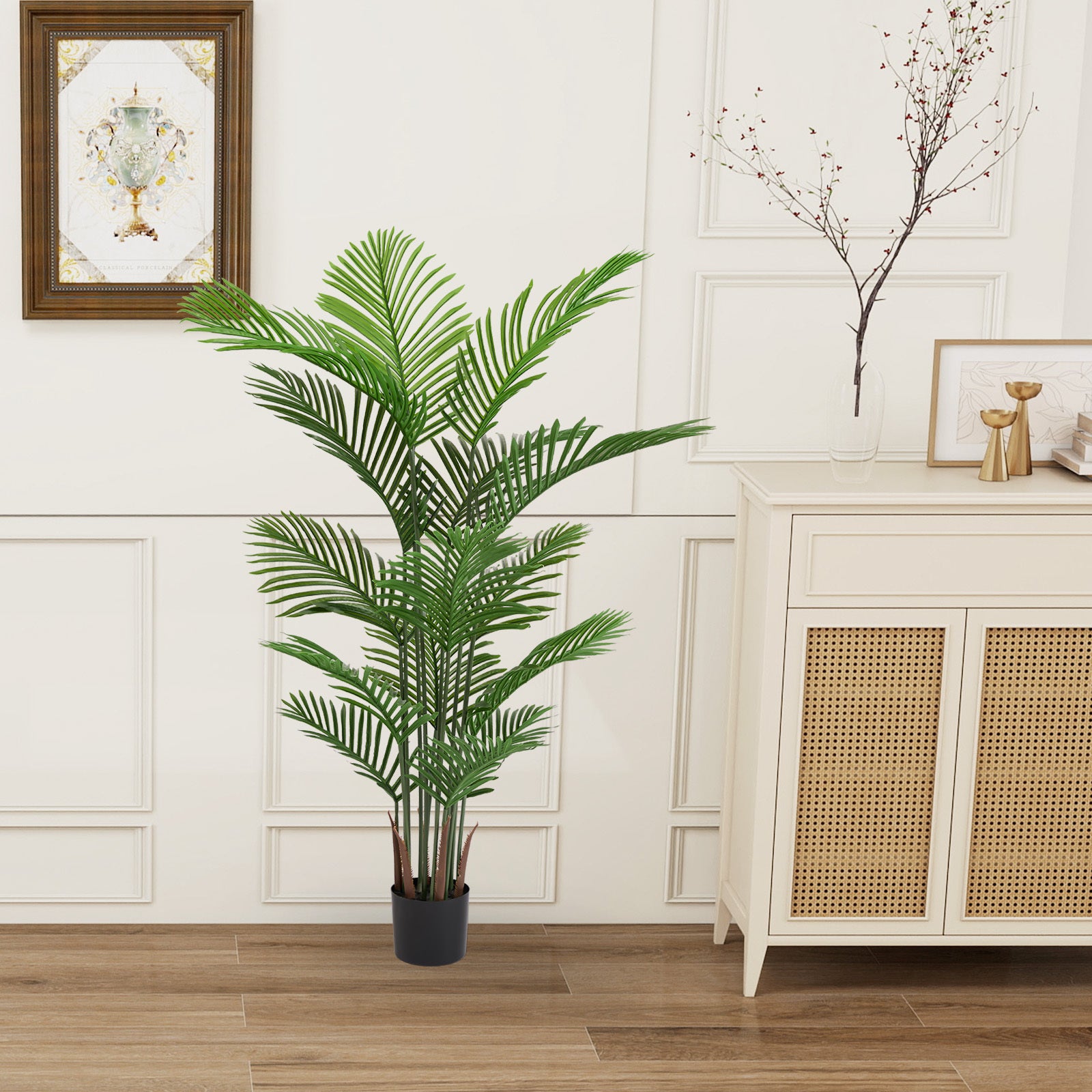 Walker Edison | Simulate Green Plastic 15-Leaf Flower Boxes for Indoor and Outdoor Decor