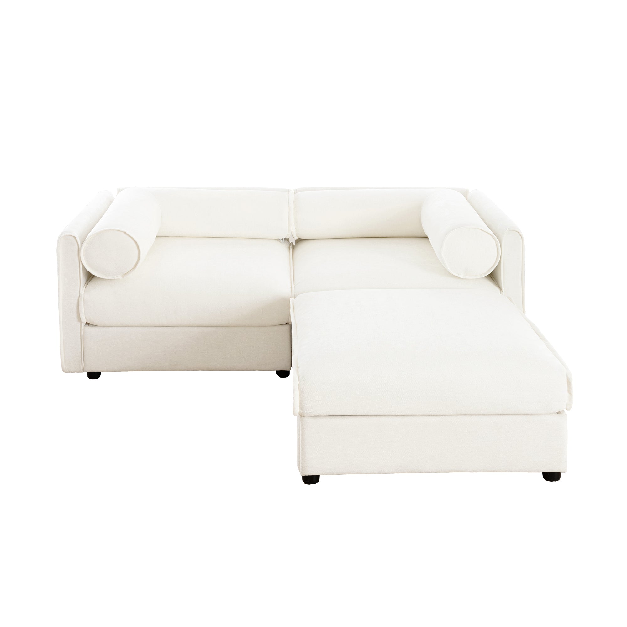 Walker Edison | Stylish Modern Chenille Loveseat Sofa with Ottoman Storage