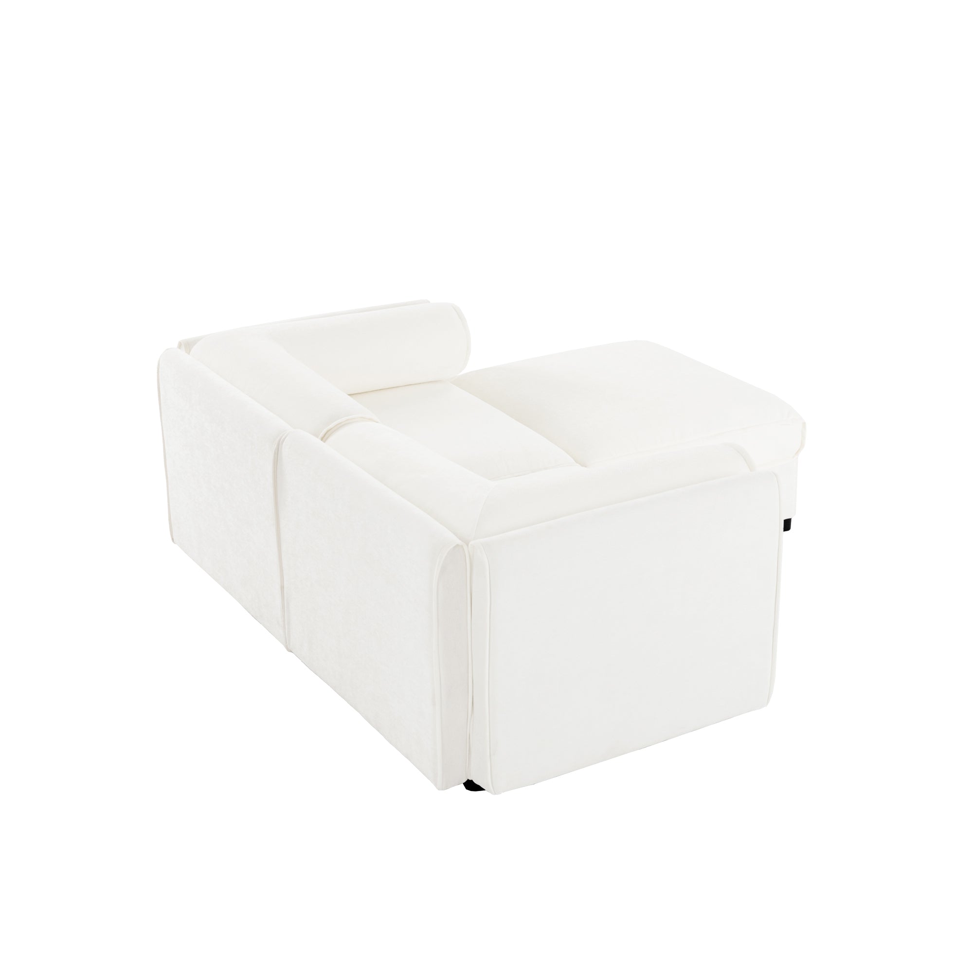 Walker Edison | Stylish Modern Chenille Loveseat Sofa with Ottoman Storage