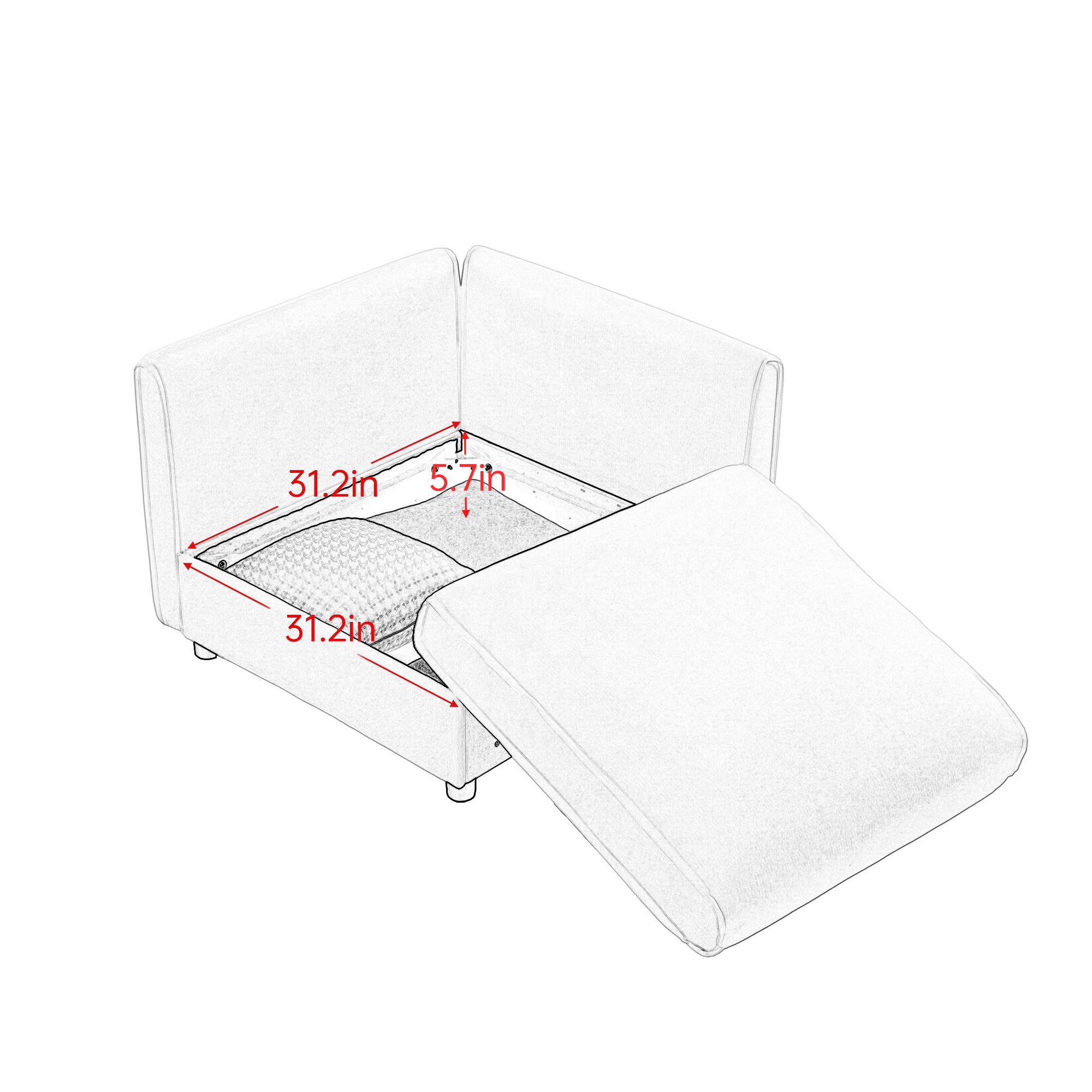 Walker Edison | Stylish Modern Chenille Loveseat Sofa with Ottoman Storage