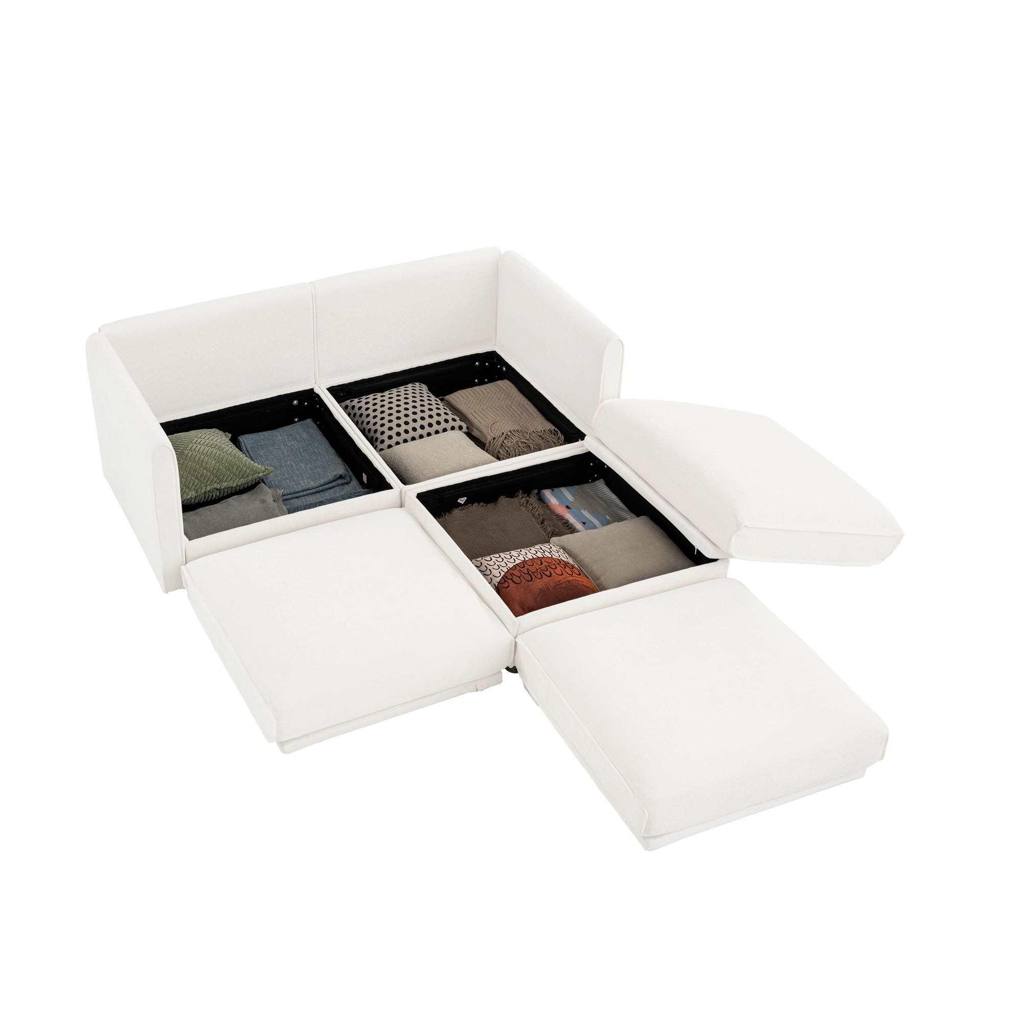 Walker Edison | Stylish Modern Chenille Loveseat Sofa with Ottoman Storage
