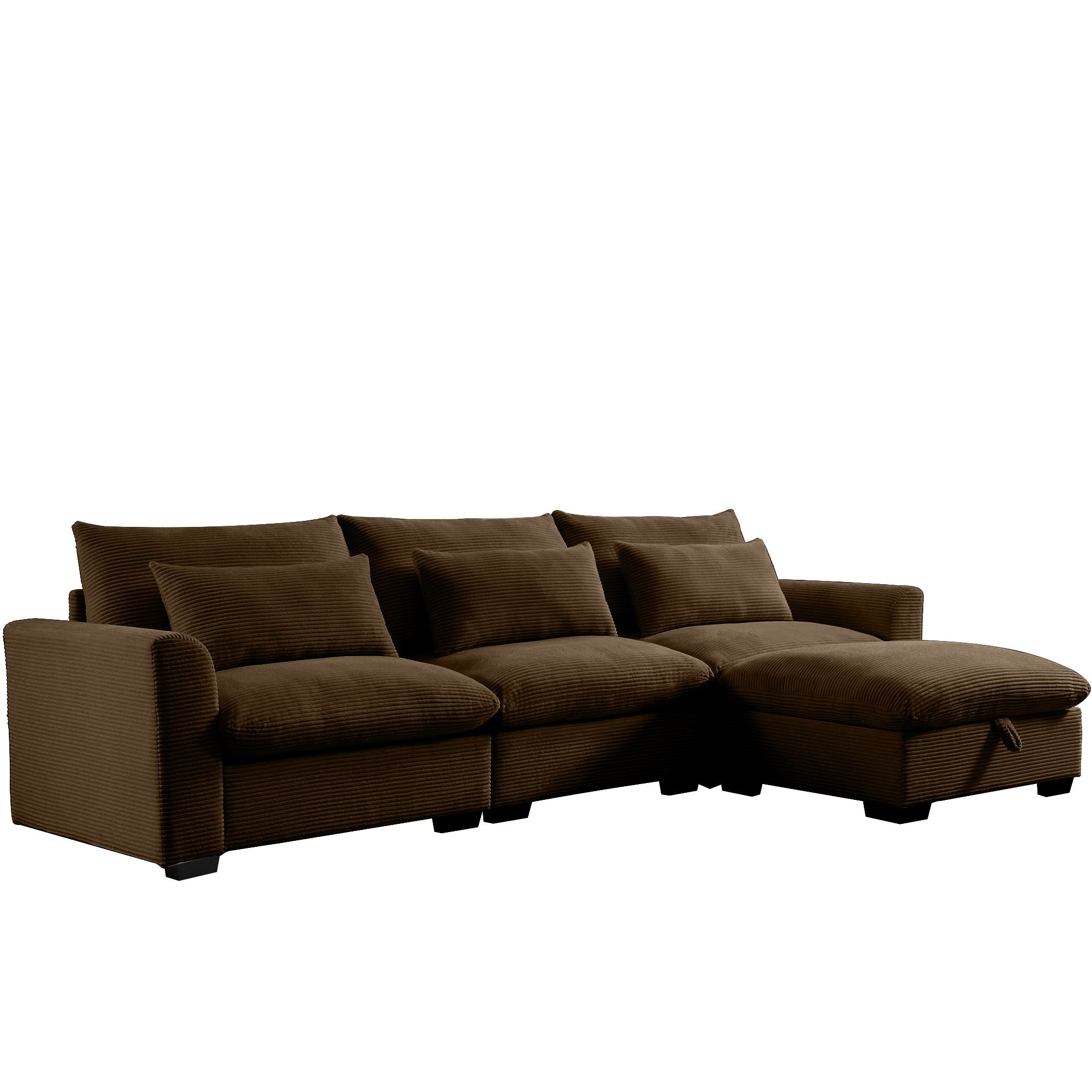 Walker Edison | L Shaped Corduroy Sectional Sofa with Storage Footstool