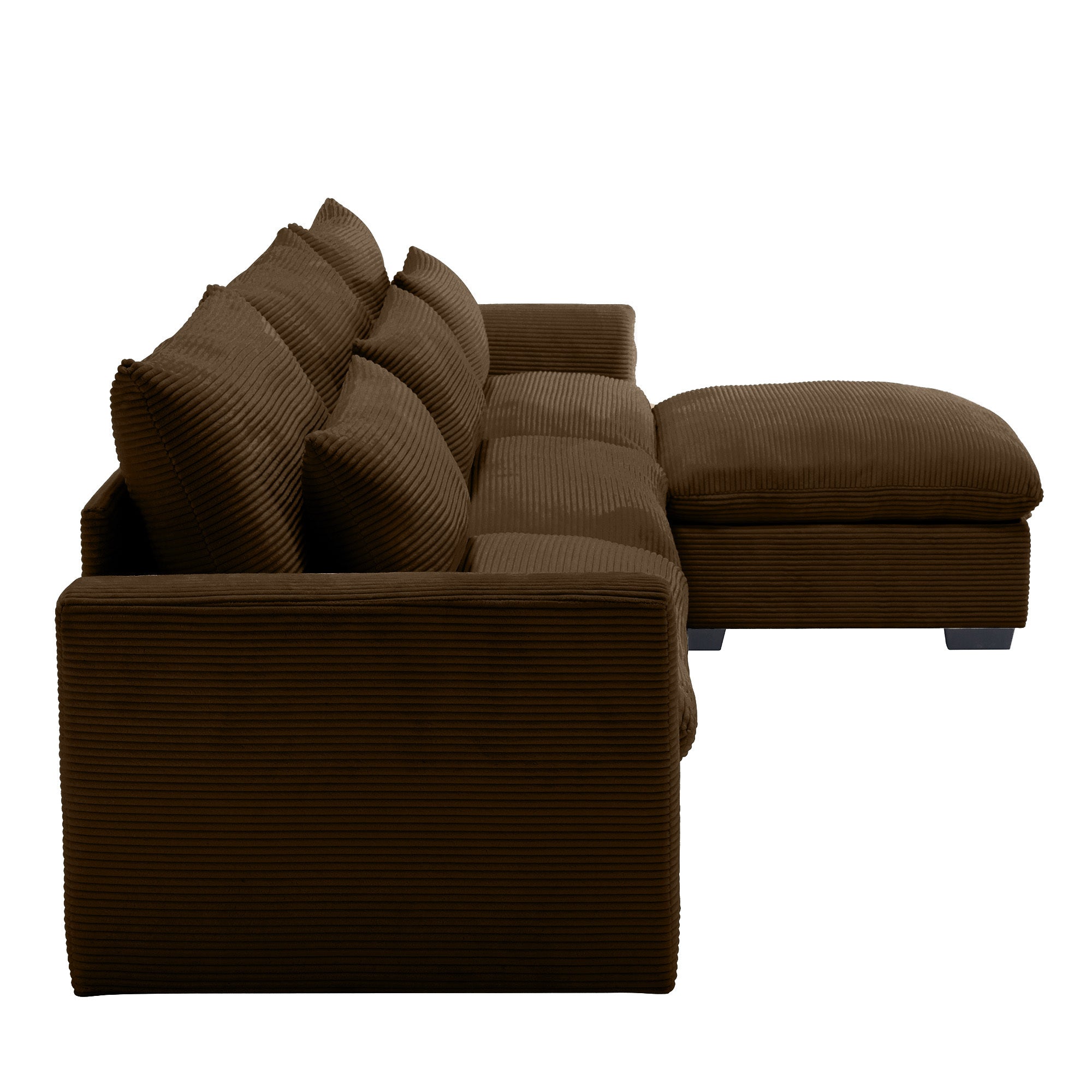 Walker Edison | L Shaped Corduroy Sectional Sofa with Storage Footstool