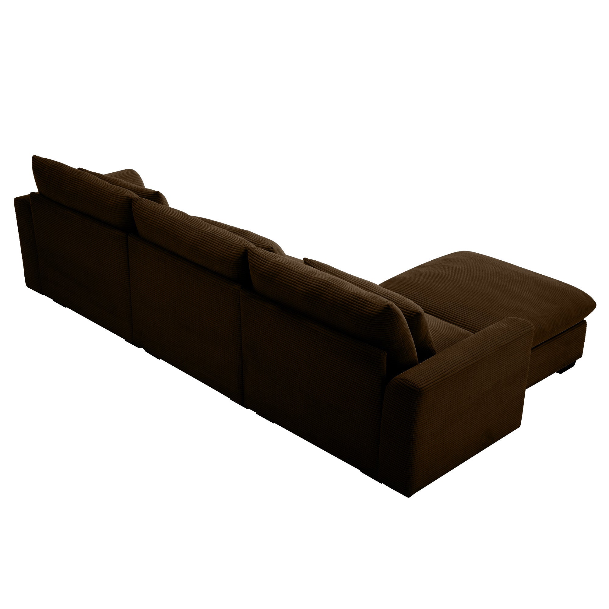 Walker Edison | L Shaped Corduroy Sectional Sofa with Storage Footstool
