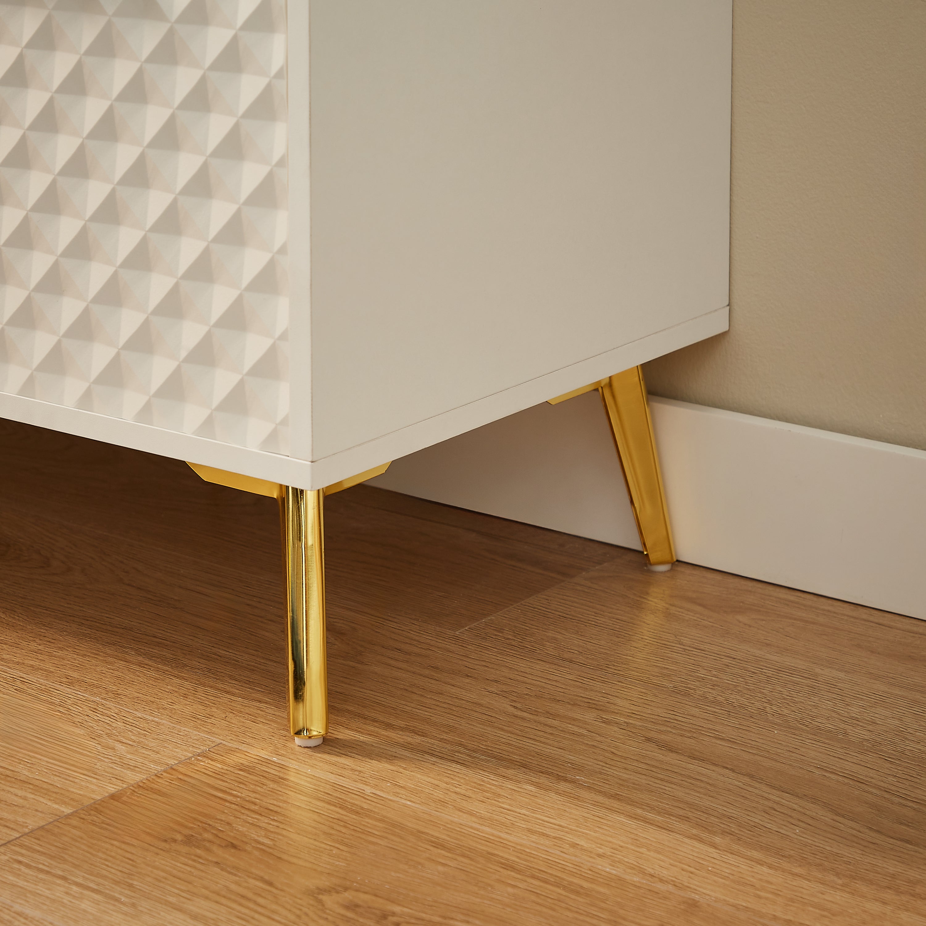 Walker Edison | Modular Modern Fashion Style Accent Cabinet with Tempered Glass Doors