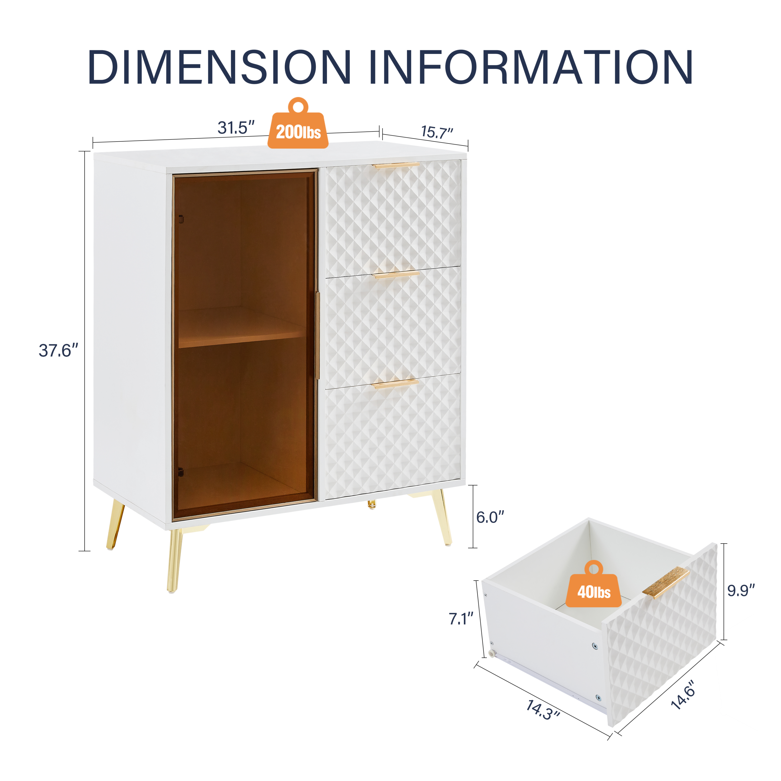 Walker Edison | Modular Modern Fashion Style Accent Cabinet with Tempered Glass Doors