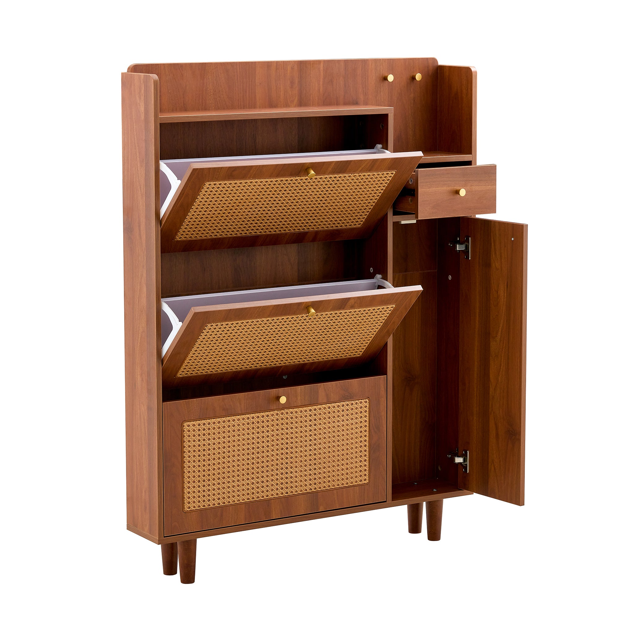 Walker Edison | Rattan Modern Minimalist Entryway Storage Cabinet