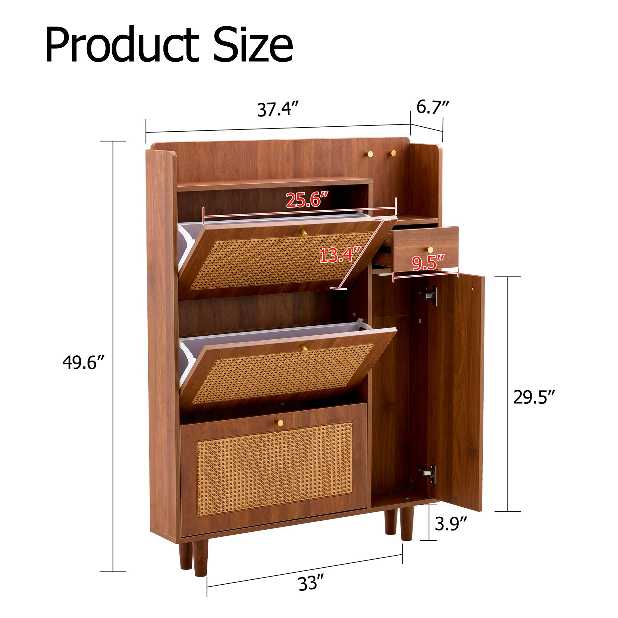 Walker Edison | Rattan Modern Minimalist Entryway Storage Cabinet