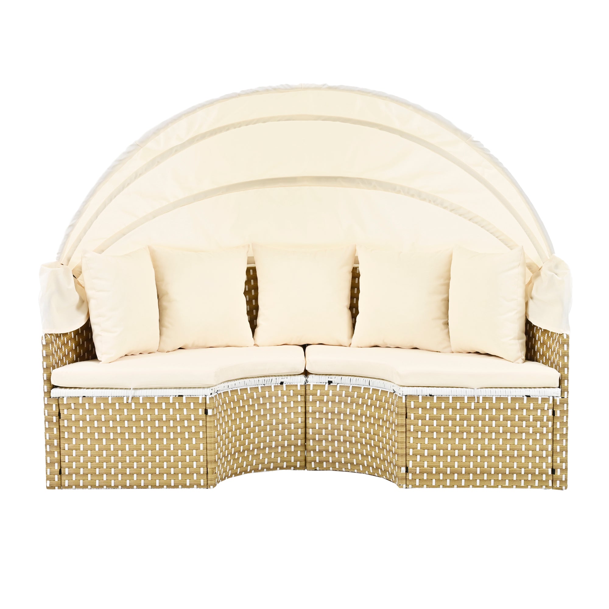 Walker Edison | Outdoor Round Modular Sunbed Sofa Set