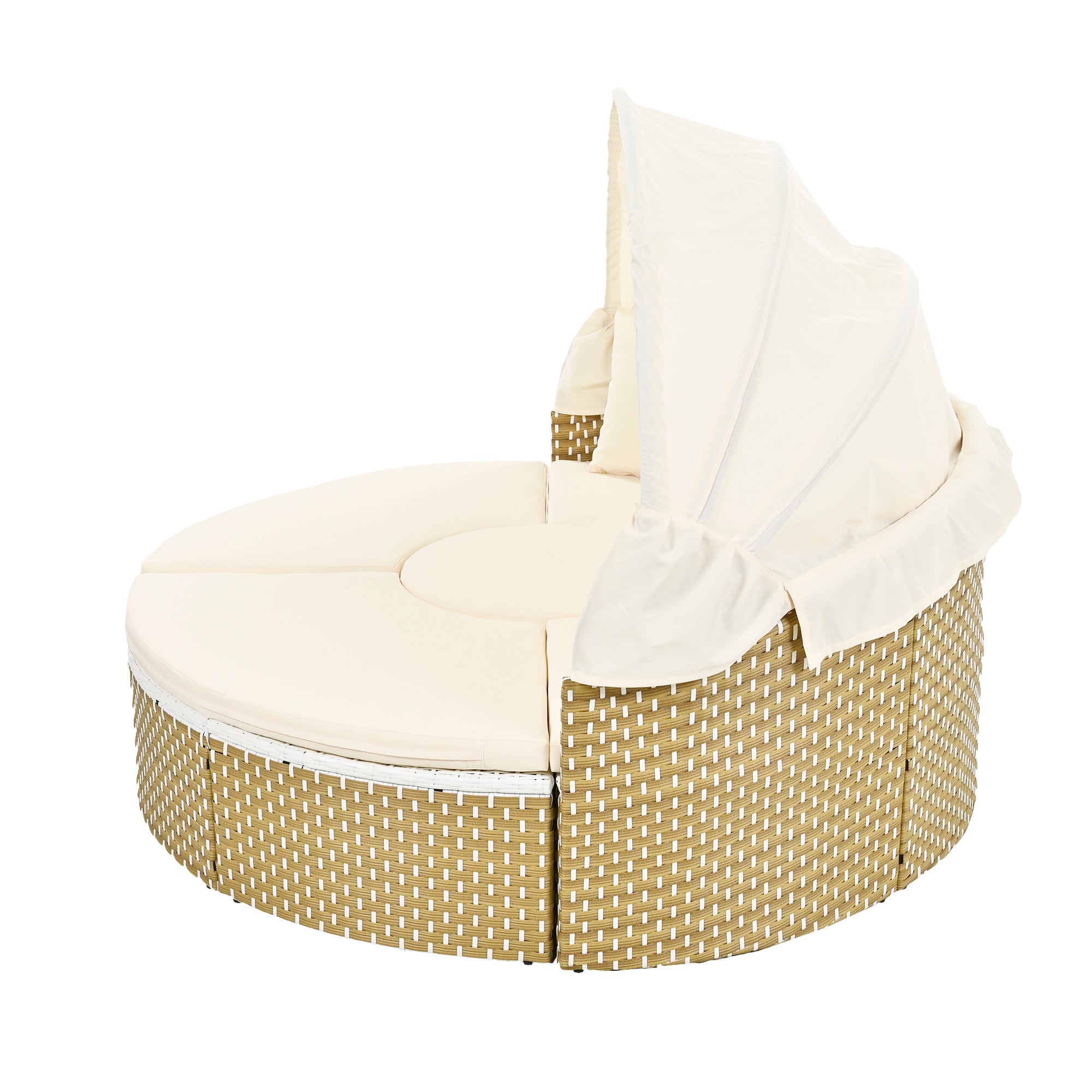 Walker Edison | Outdoor Round Modular Sunbed Sofa Set