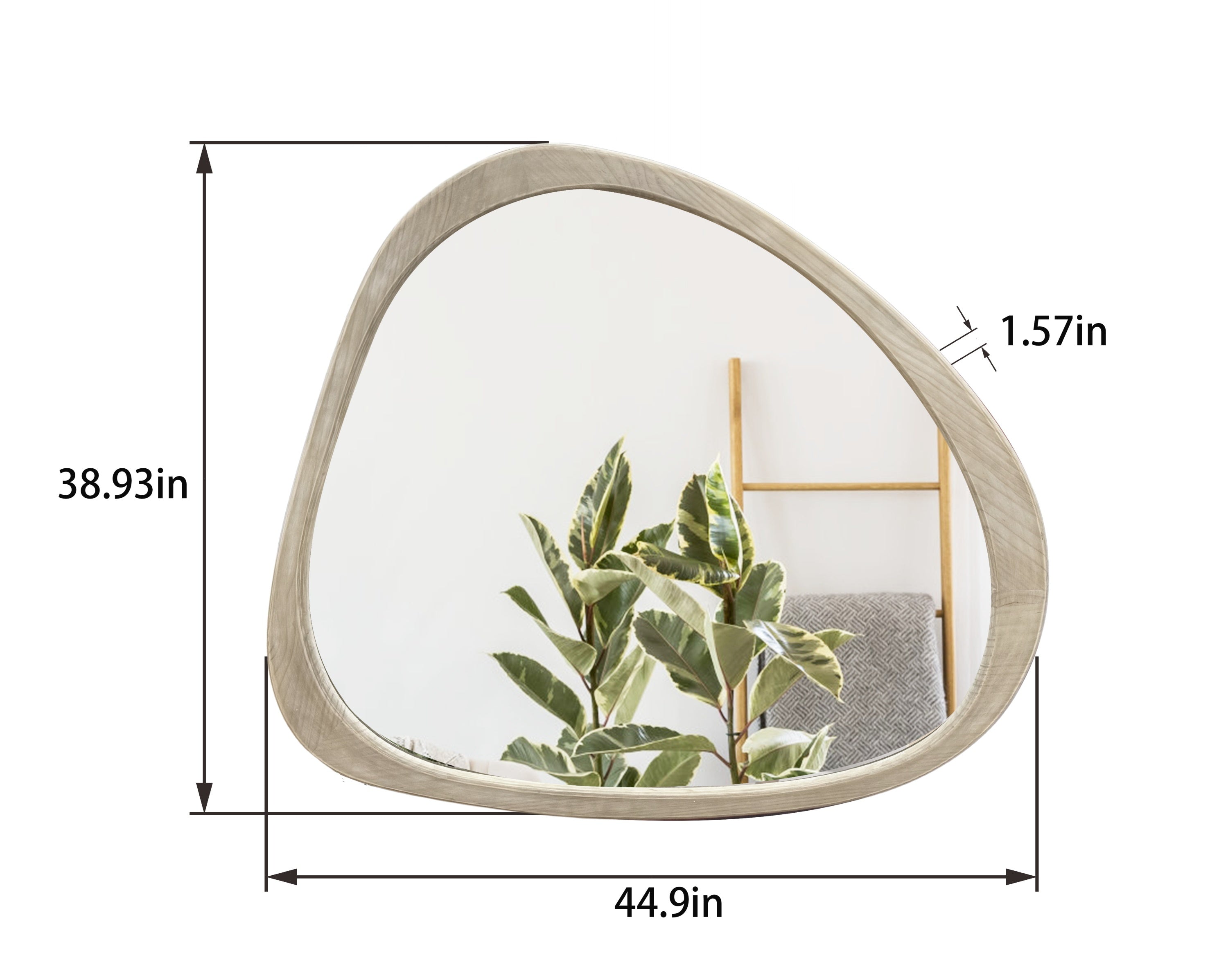 Walker Edison | Asymmetrical Natural 45" Wooden Wall Mirror