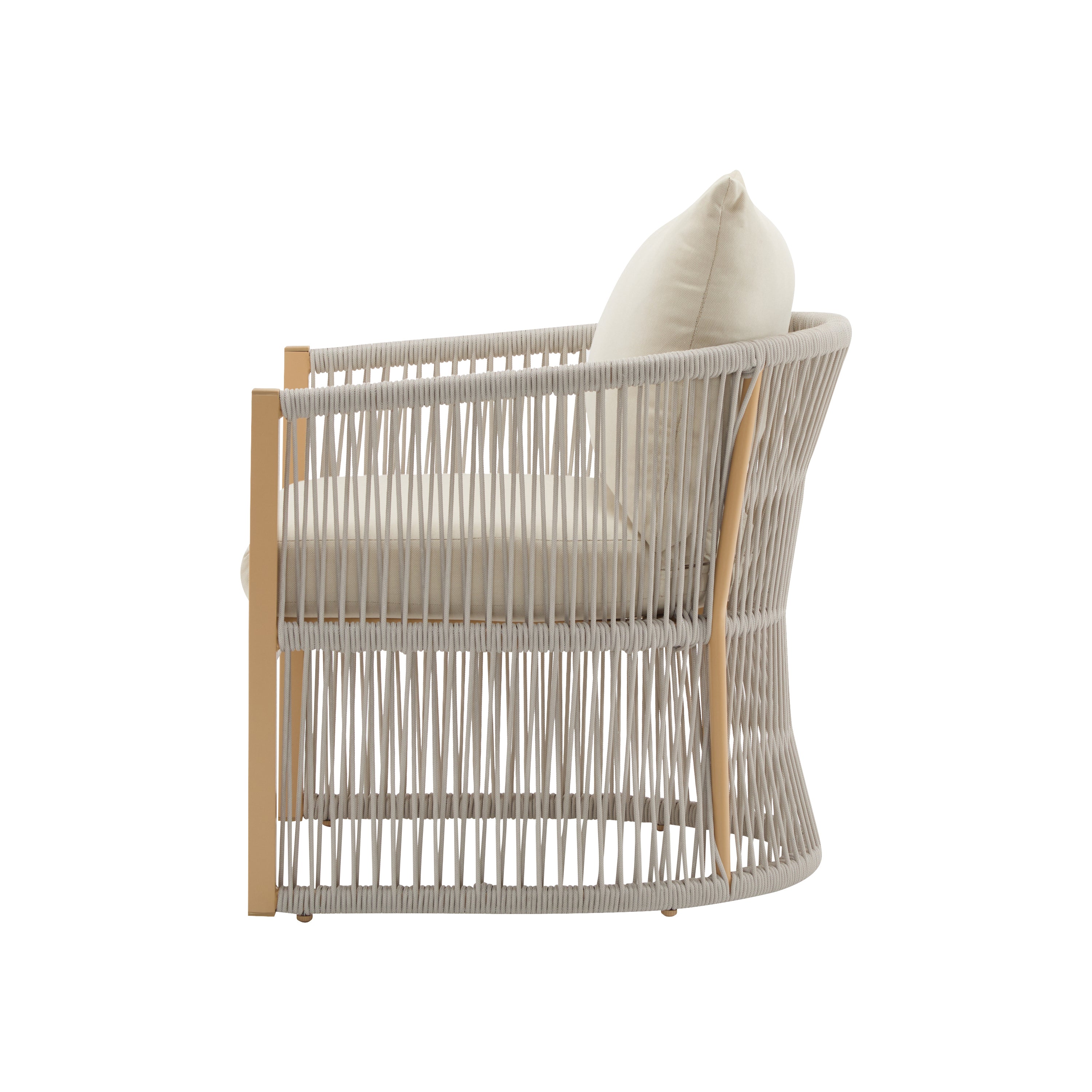 Walker Edison | Stylish Rope-Weave Design Curved Club Chair Set