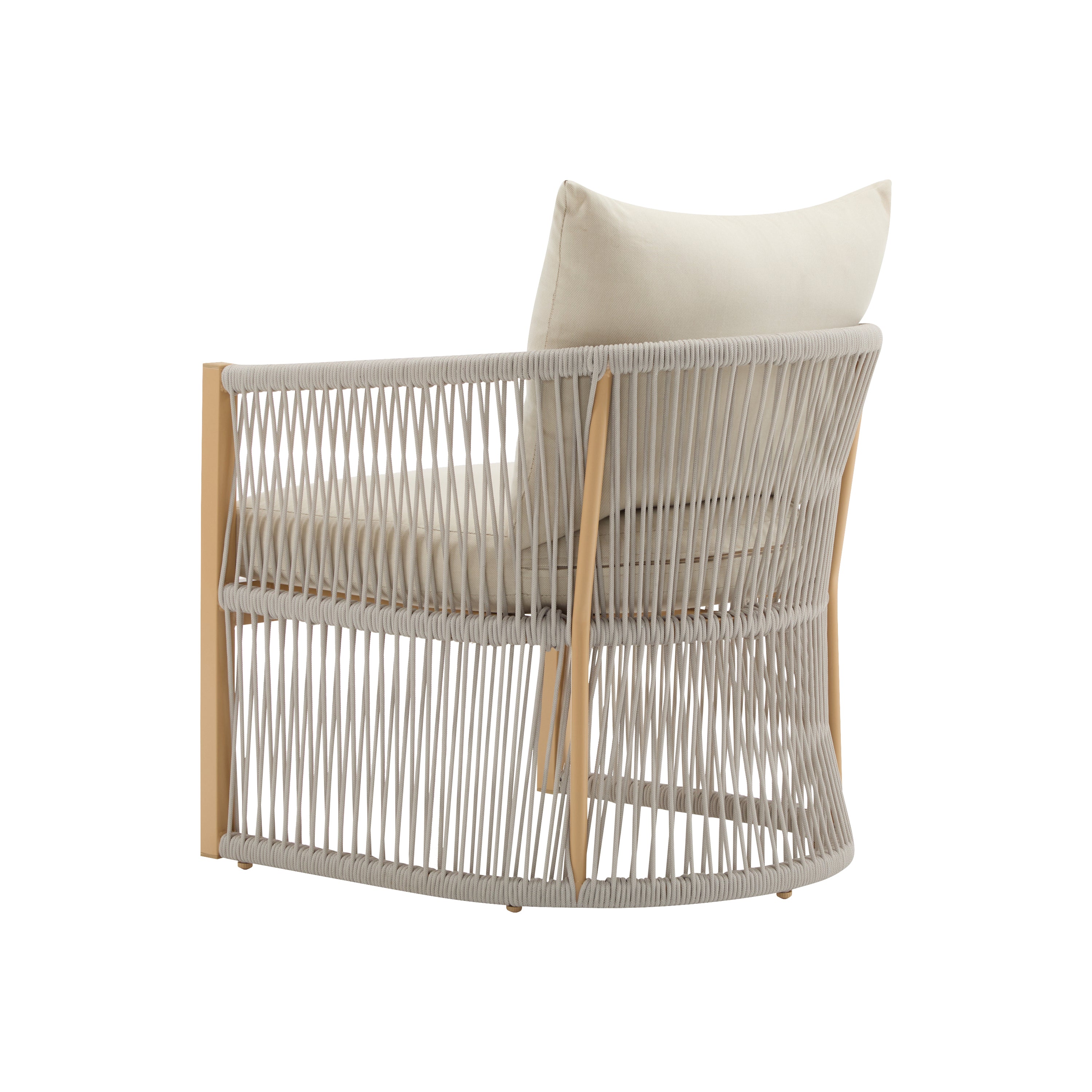 Walker Edison | Stylish Rope-Weave Design Curved Club Chair Set