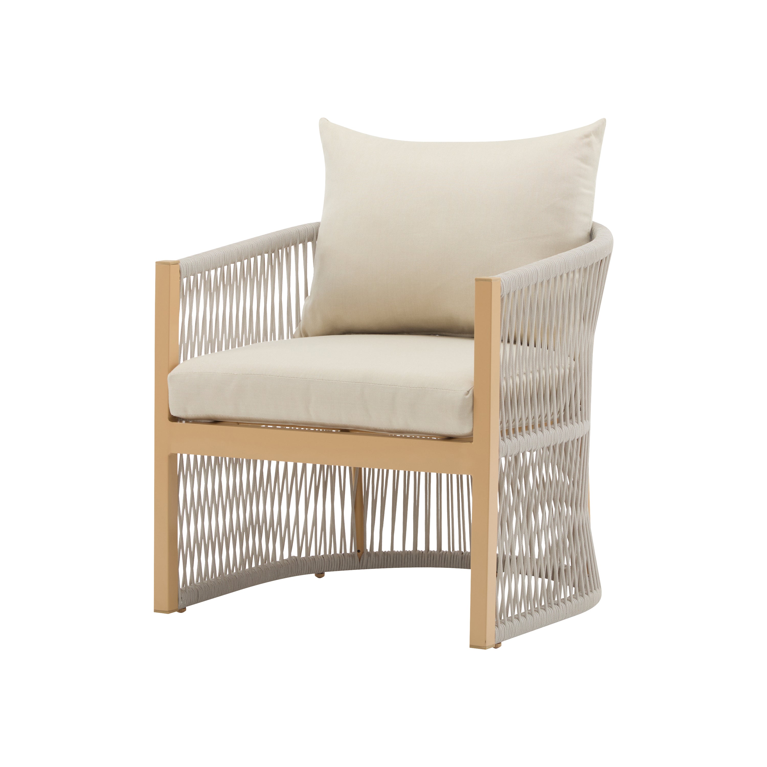 Walker Edison | Stylish Rope-Weave Design Curved Club Chair Set