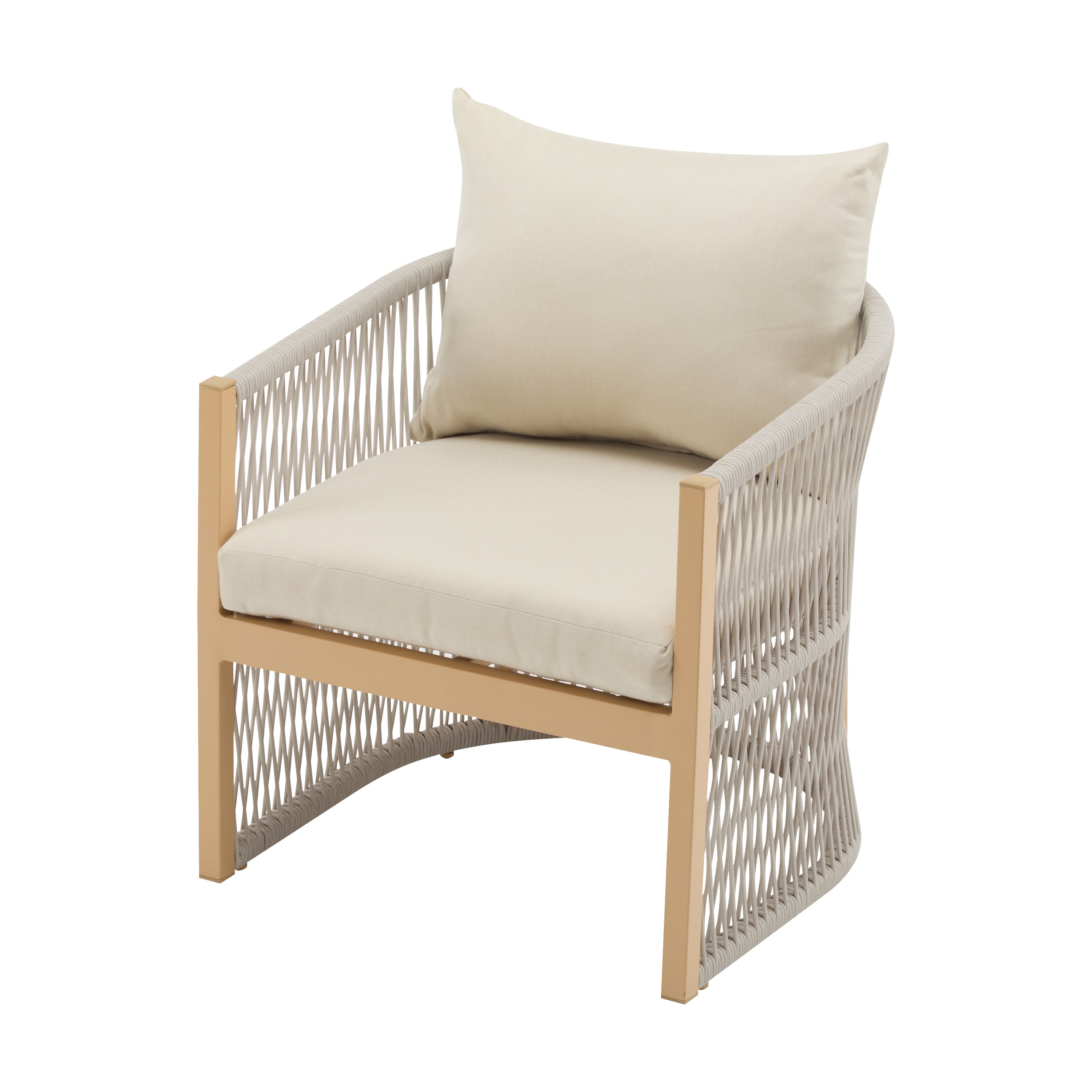 Walker Edison | Stylish Rope-Weave Design Curved Club Chair Set