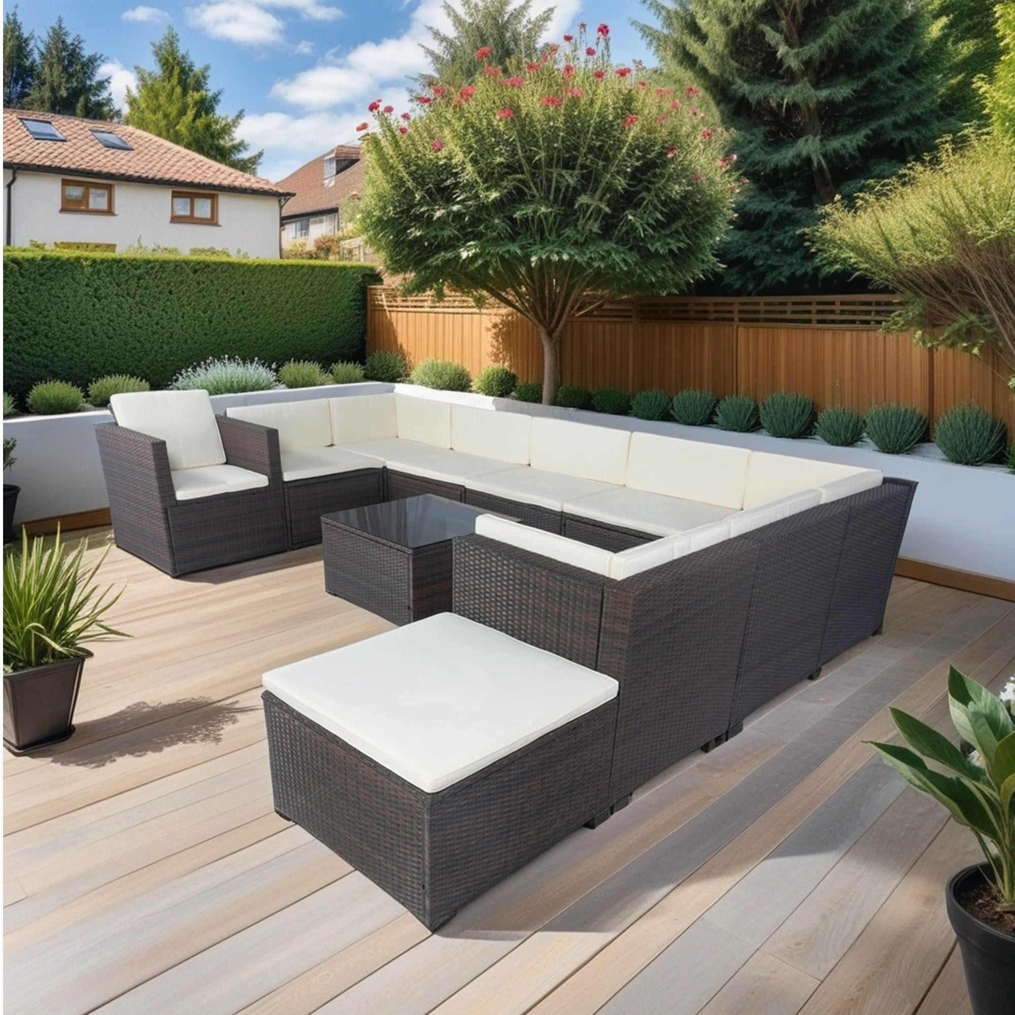 Walker Edison | 11 Piece Outdoor Patio Wicker Conversation Set