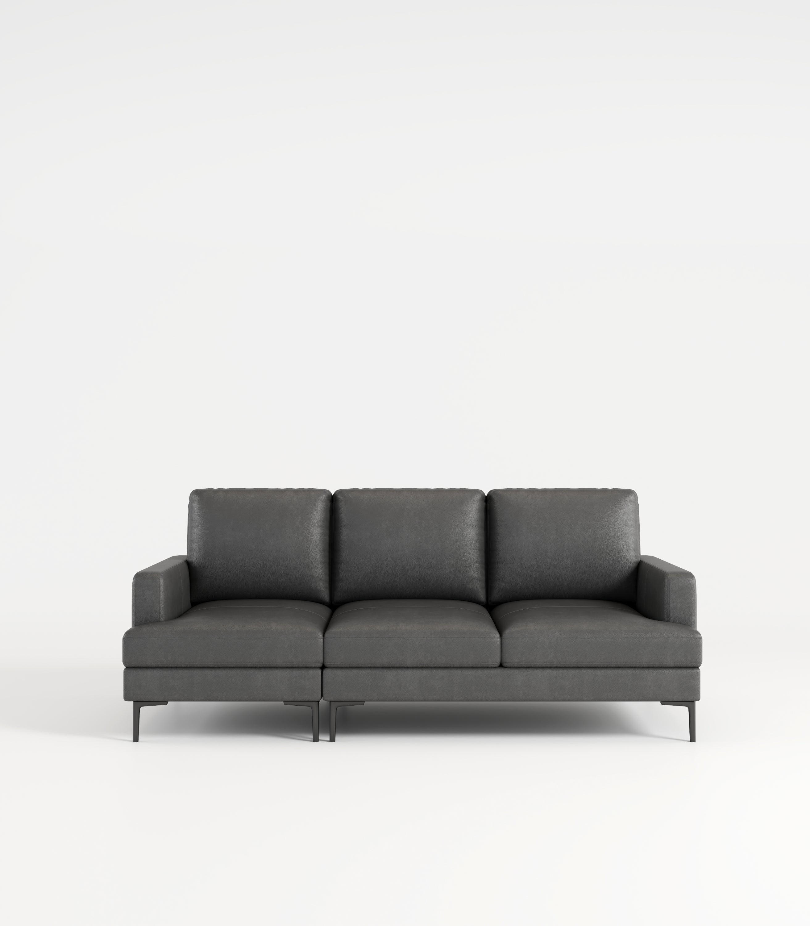 Walker Edison | Grey Genuine Leather Sofa