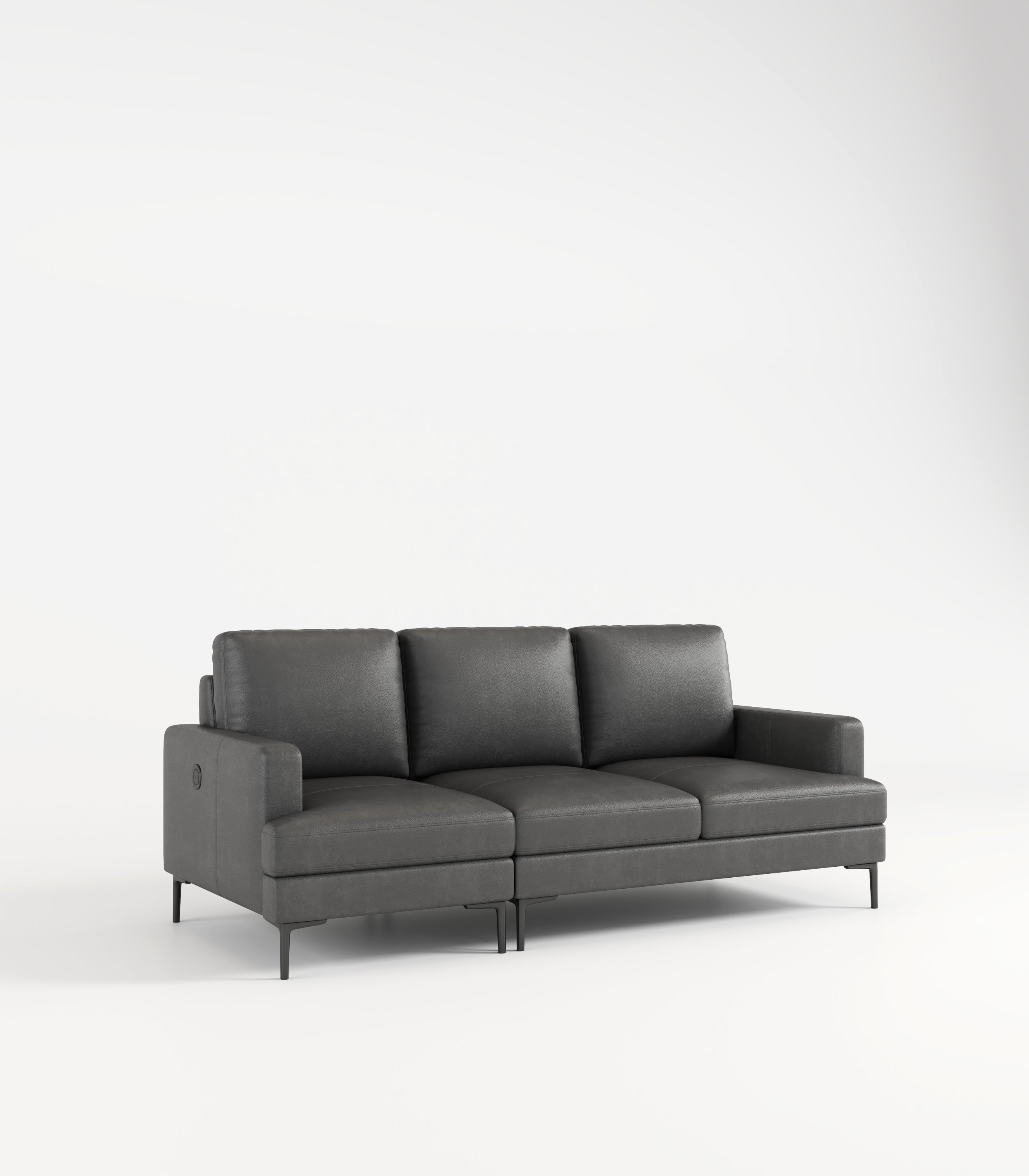 Walker Edison | Grey Genuine Leather Sofa