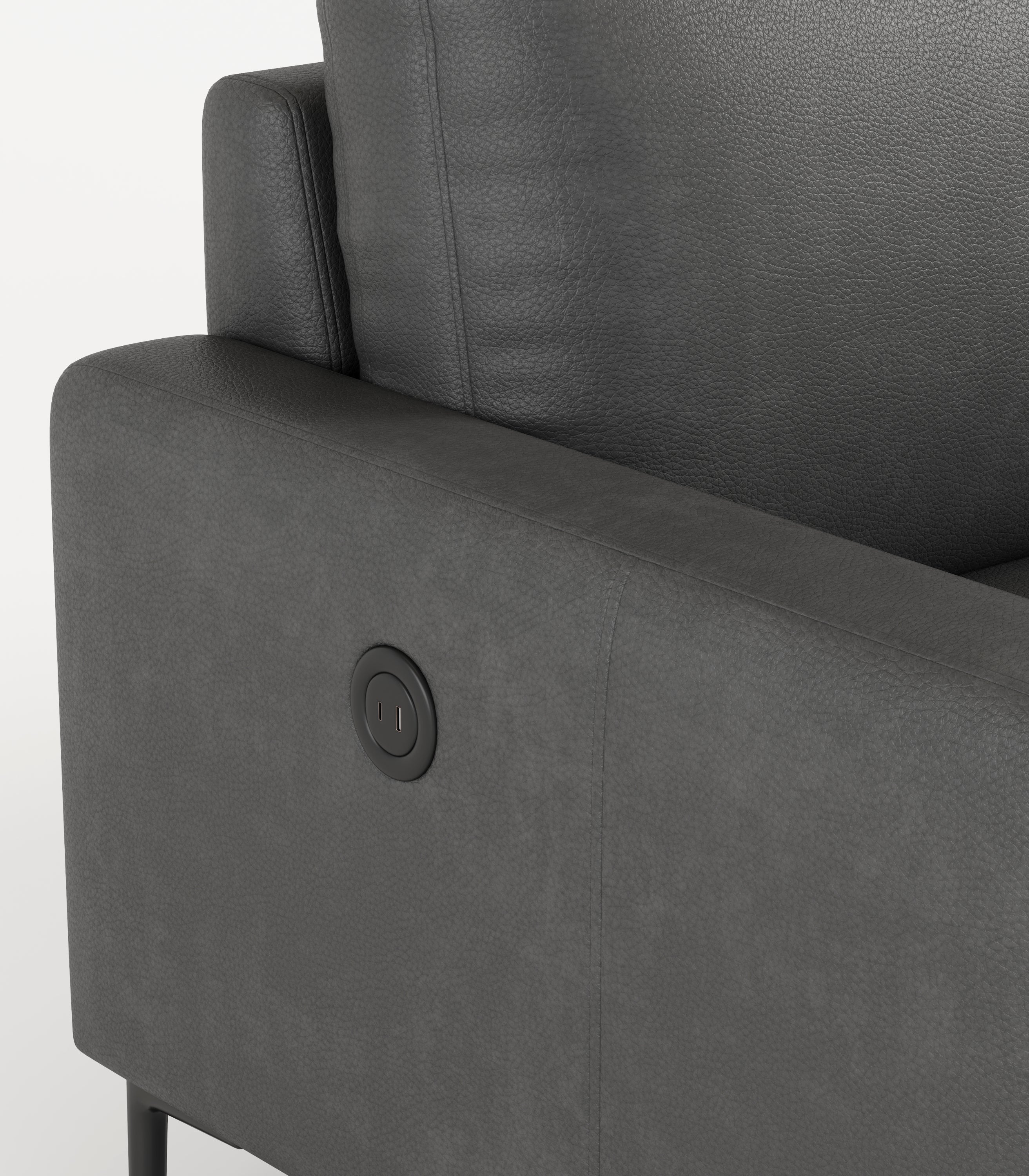 Walker Edison | Grey Genuine Leather Sofa
