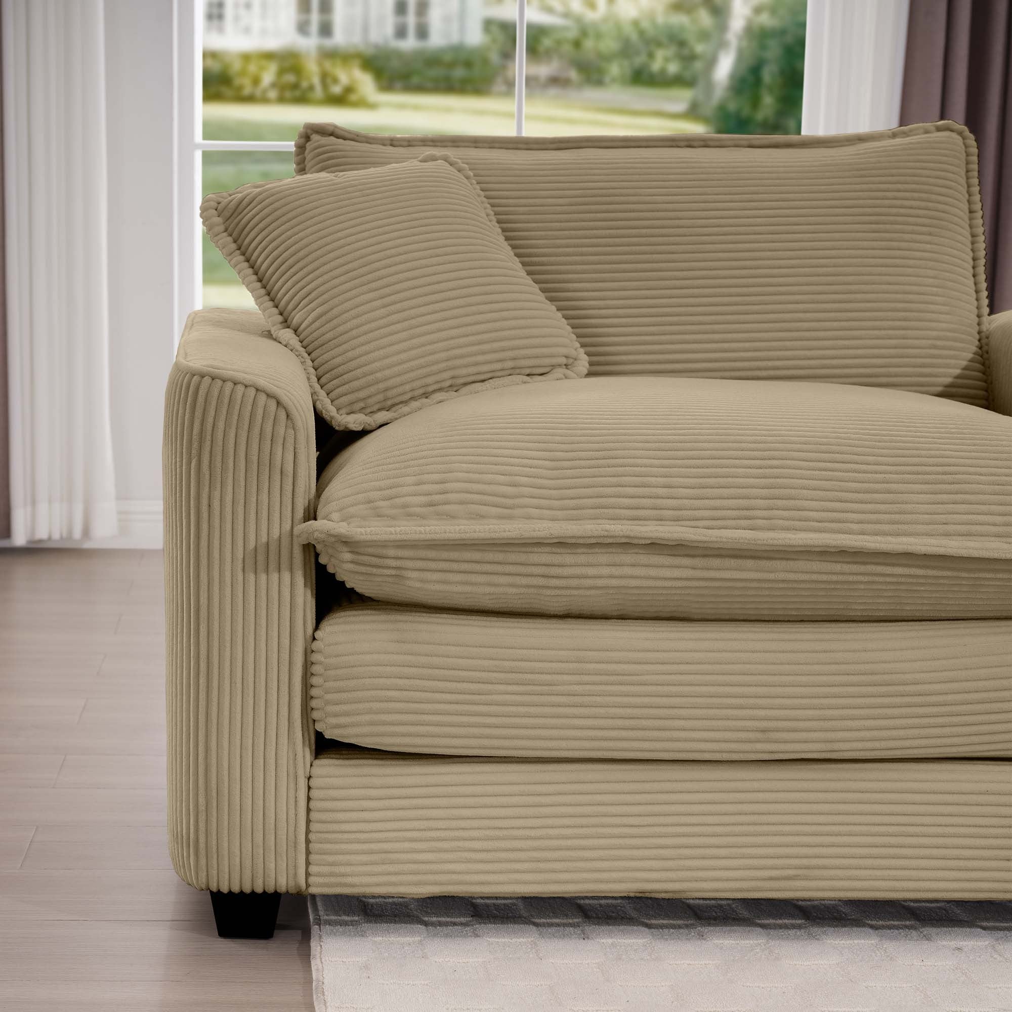 Walker Edison | Corduroy Deep Seat Sofa Chair with Ottoman