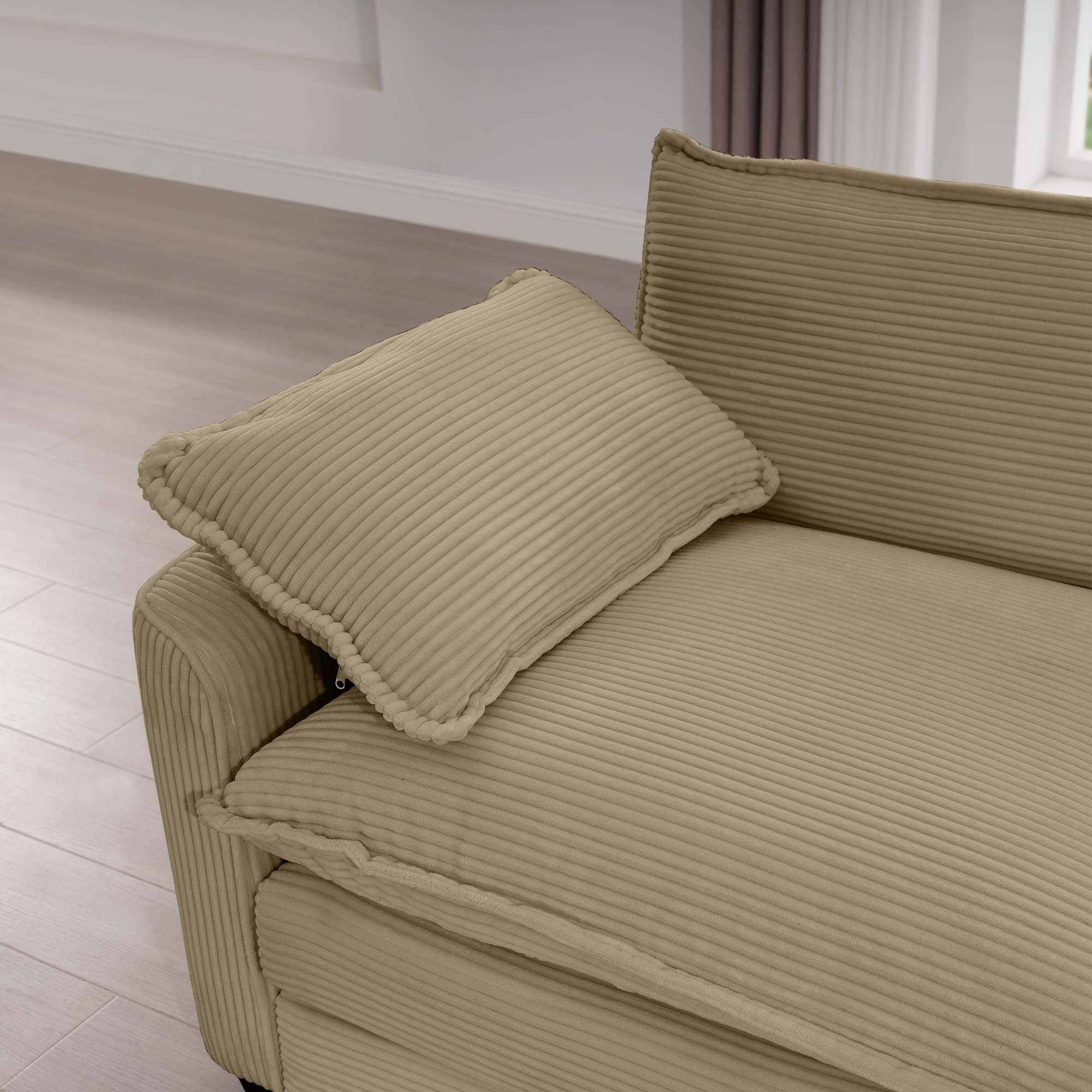 Walker Edison | Corduroy Deep Seat Sofa Chair with Ottoman